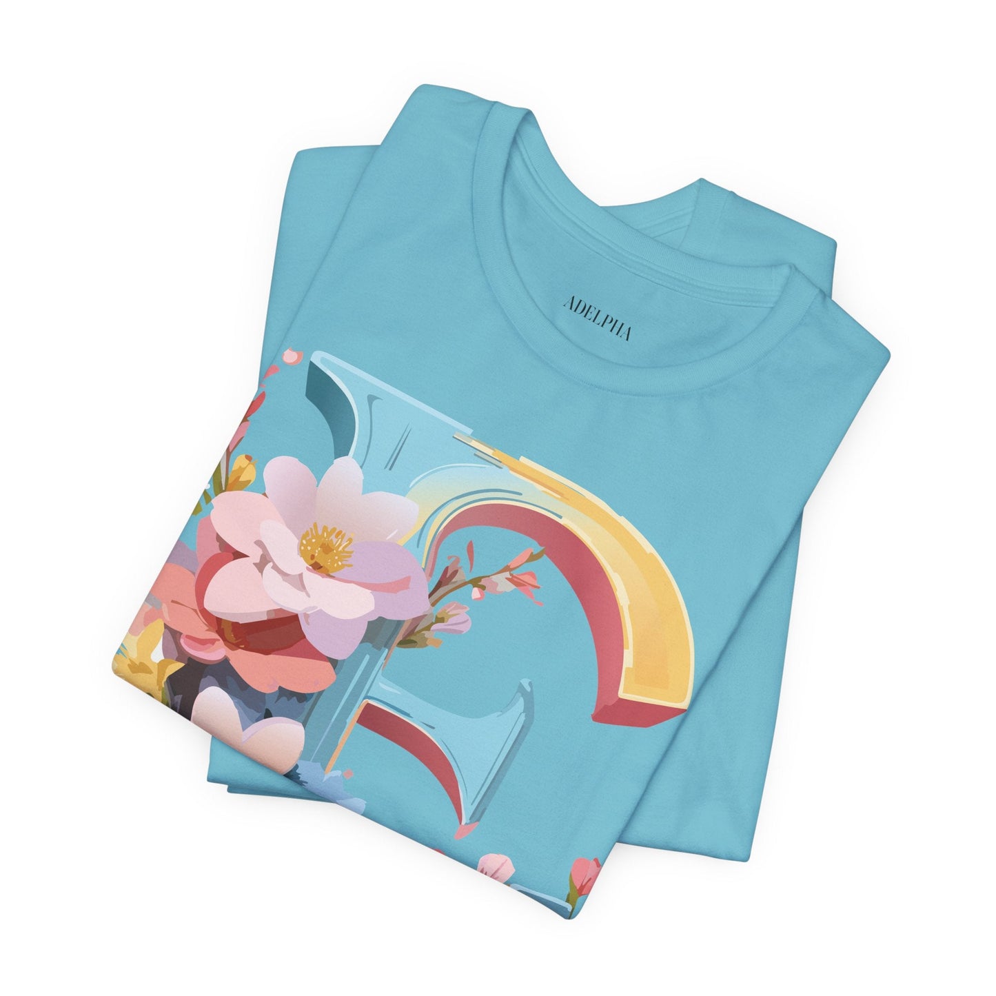 Letter E Shirt Unisex Graphic Tee Short Sleeve Vintage Inspired Art Design Adelpha