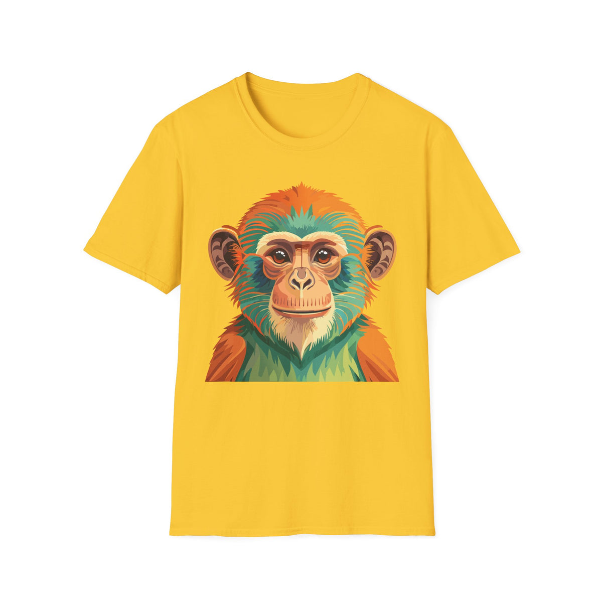 Colorful Monkey Face T-Shirt | Vibrant Primate Illustration Tee