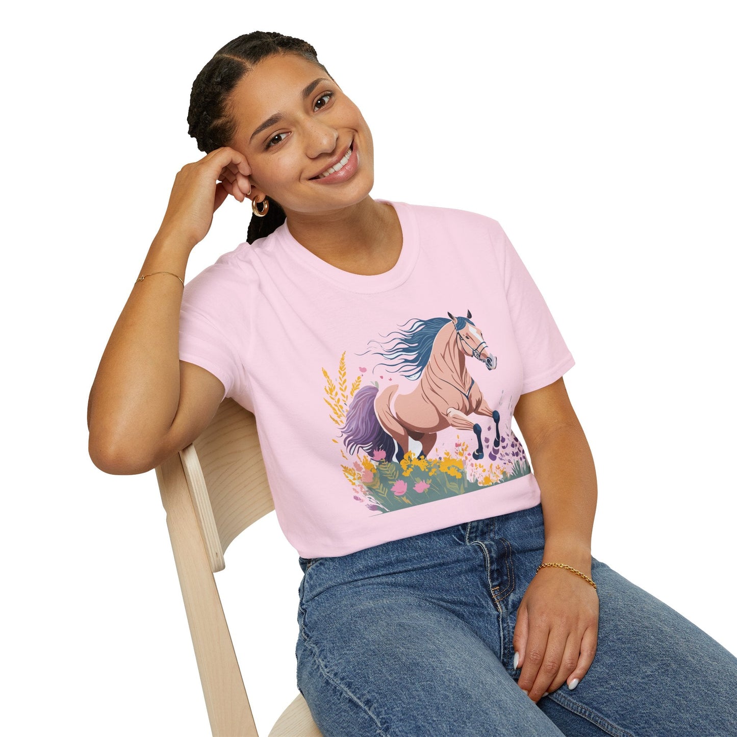 Unisex Horse Shirt With Animal Design Gildan Softstyle 64000 Tee
