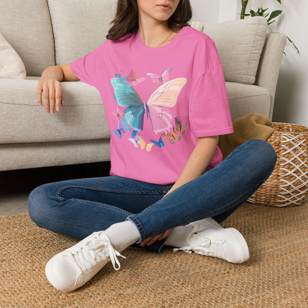 Colorful Butterfly Graphic Design Unisex 100 Cotton Gildan T-Shirt