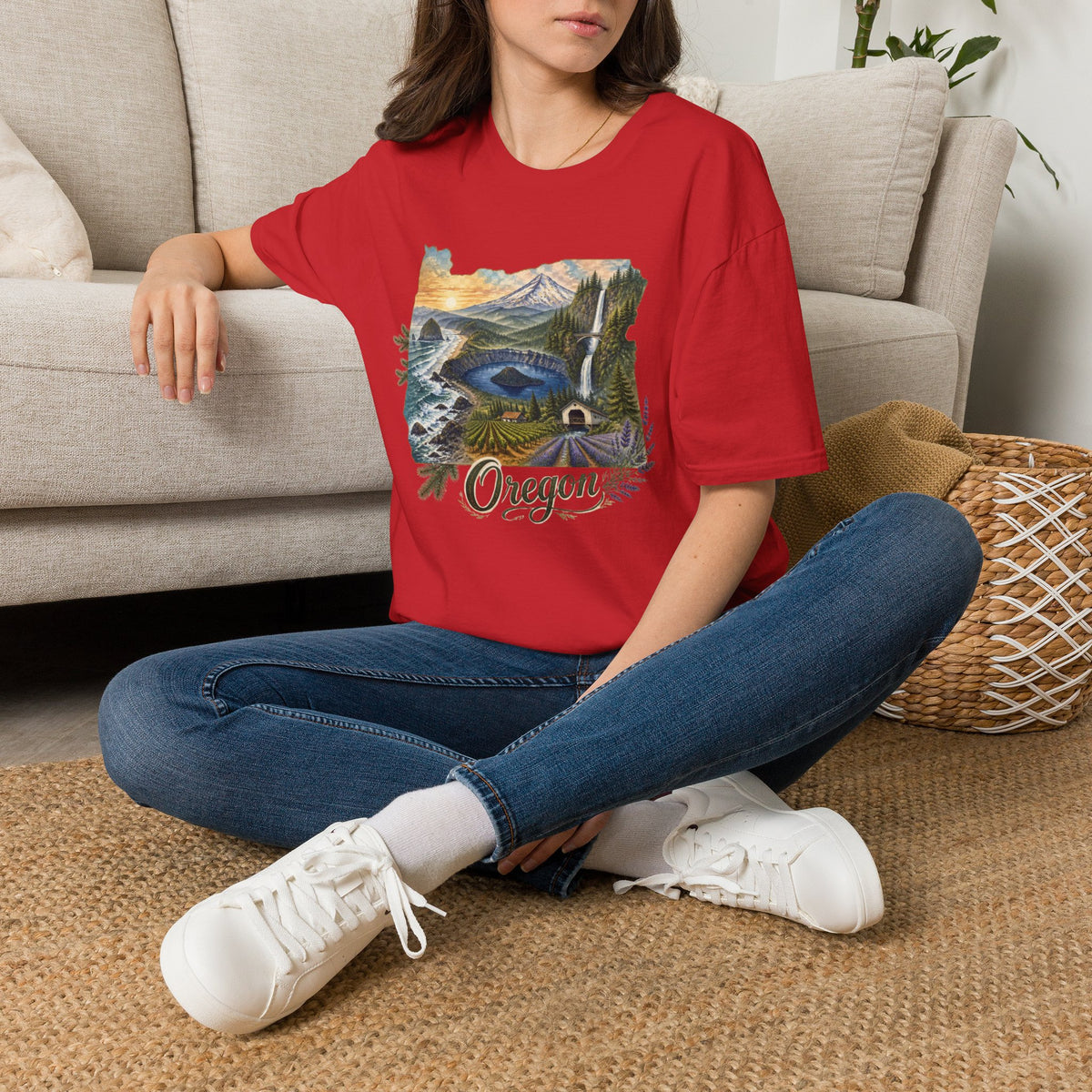 Oregon Crater Lake Mountains Travel Graphic Design Unisex 100 Cotton Gildan T-Shirt