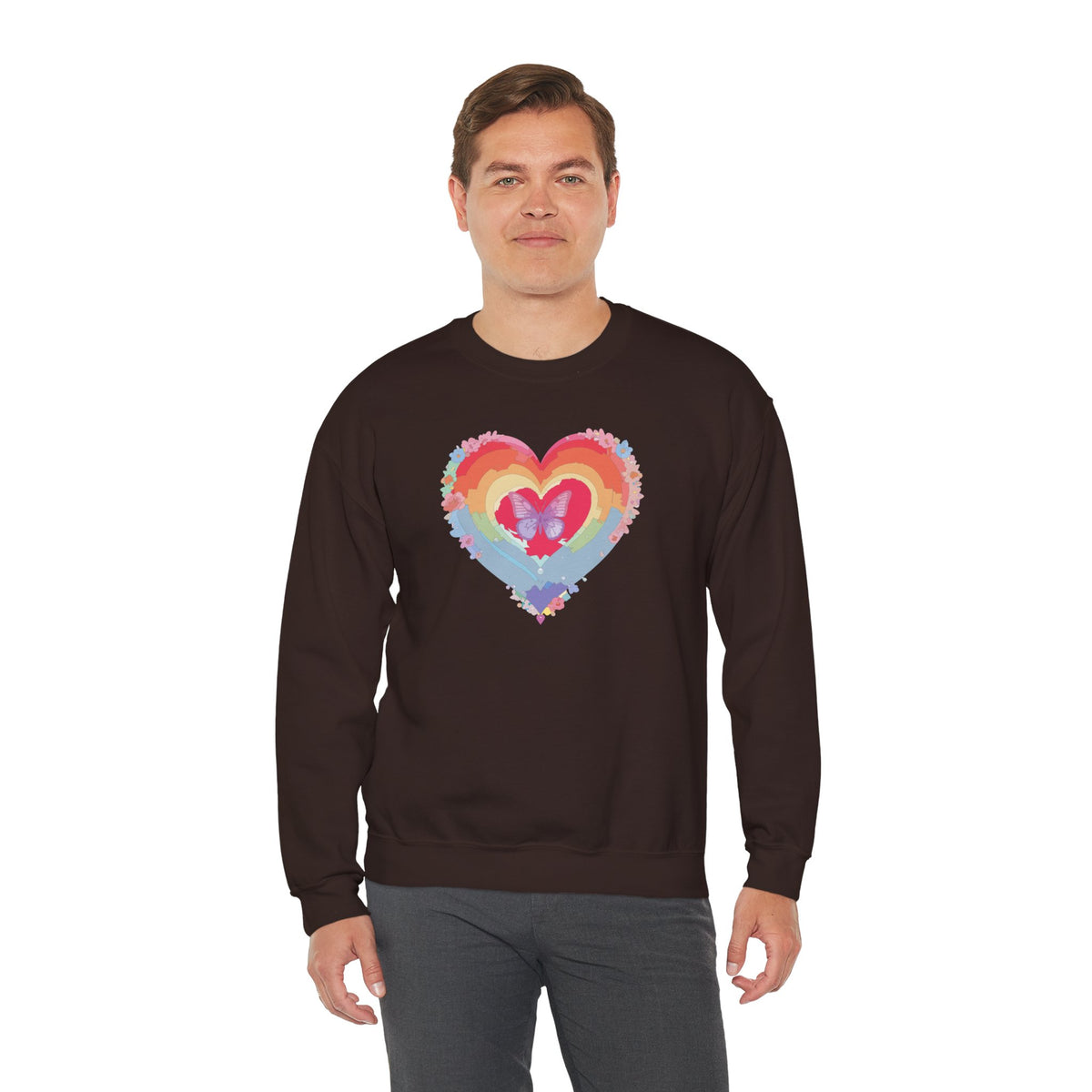 Rainbow Heart Sweatshirt, Floral Heart Sweatshirt, Floral Love Sweatshirt, Valentine's Day Sweatshirt, Rainbow Heart Floral Sweatshirt 116