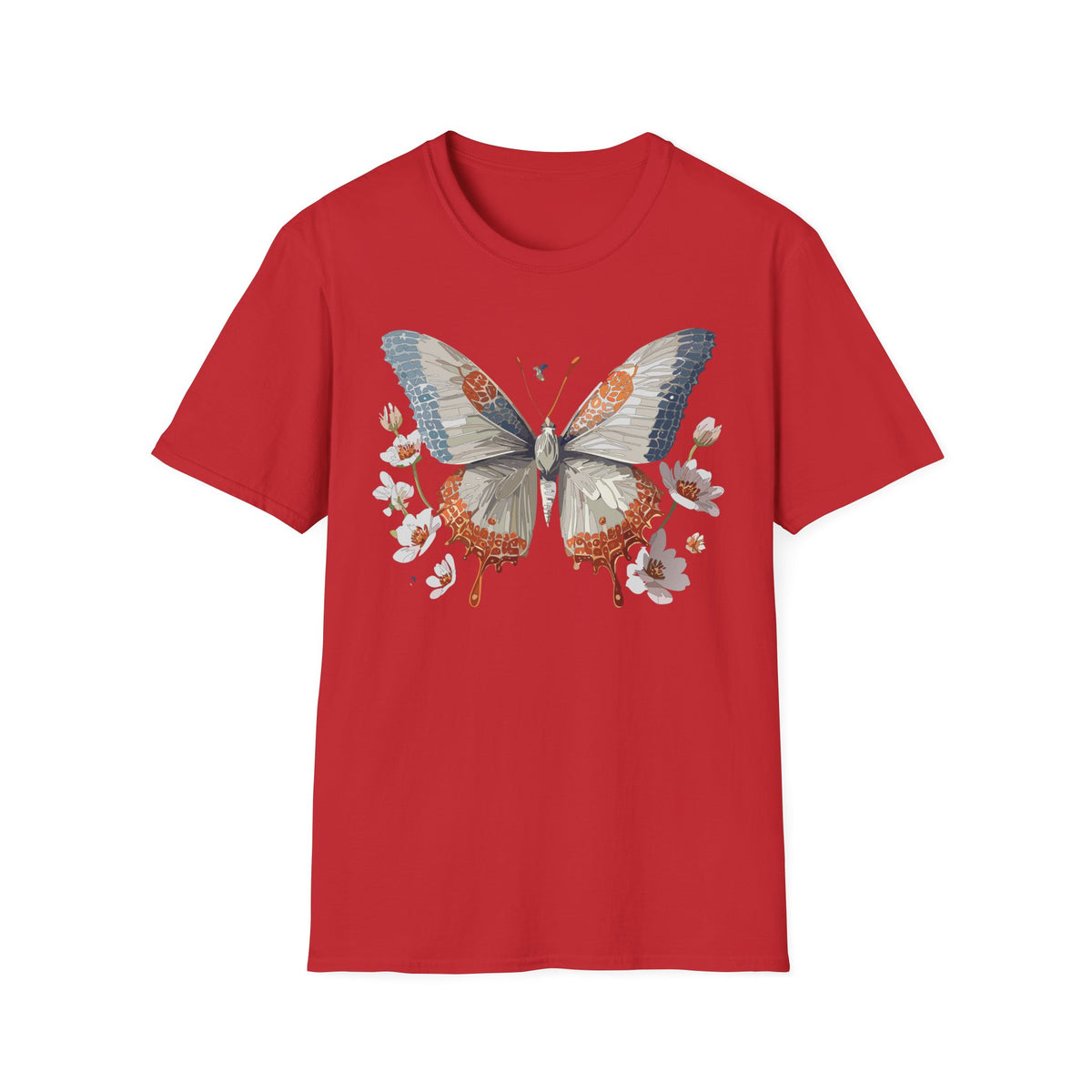Vintage Botanical Butterfly T-Shirt | Floral Wings Illustration Graphic Tee Unisex 100 Cotton Gildan T-Shirt