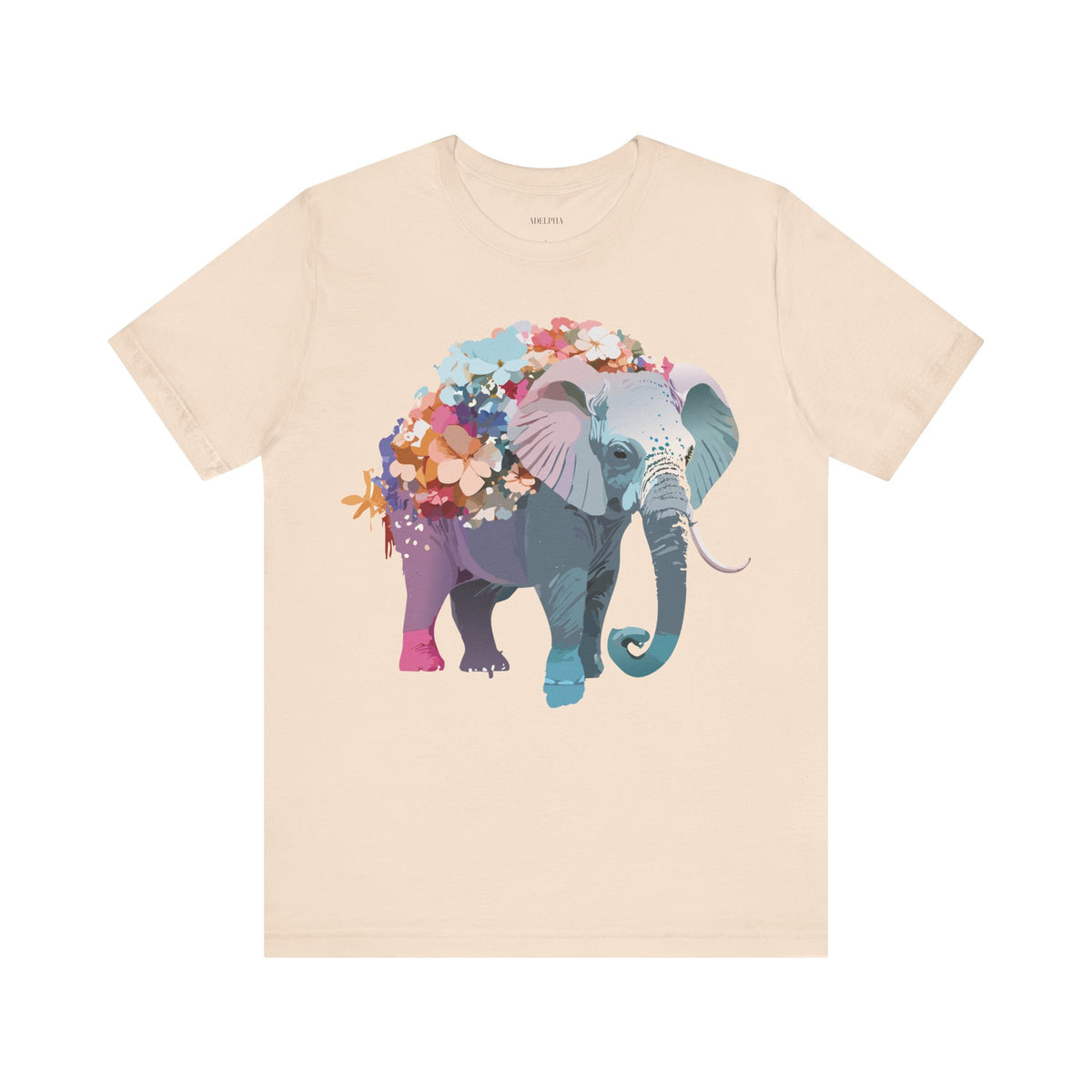 Elephant Graphic Unisex Cotton Bella+Canvas Tee with Art Animal Design e134