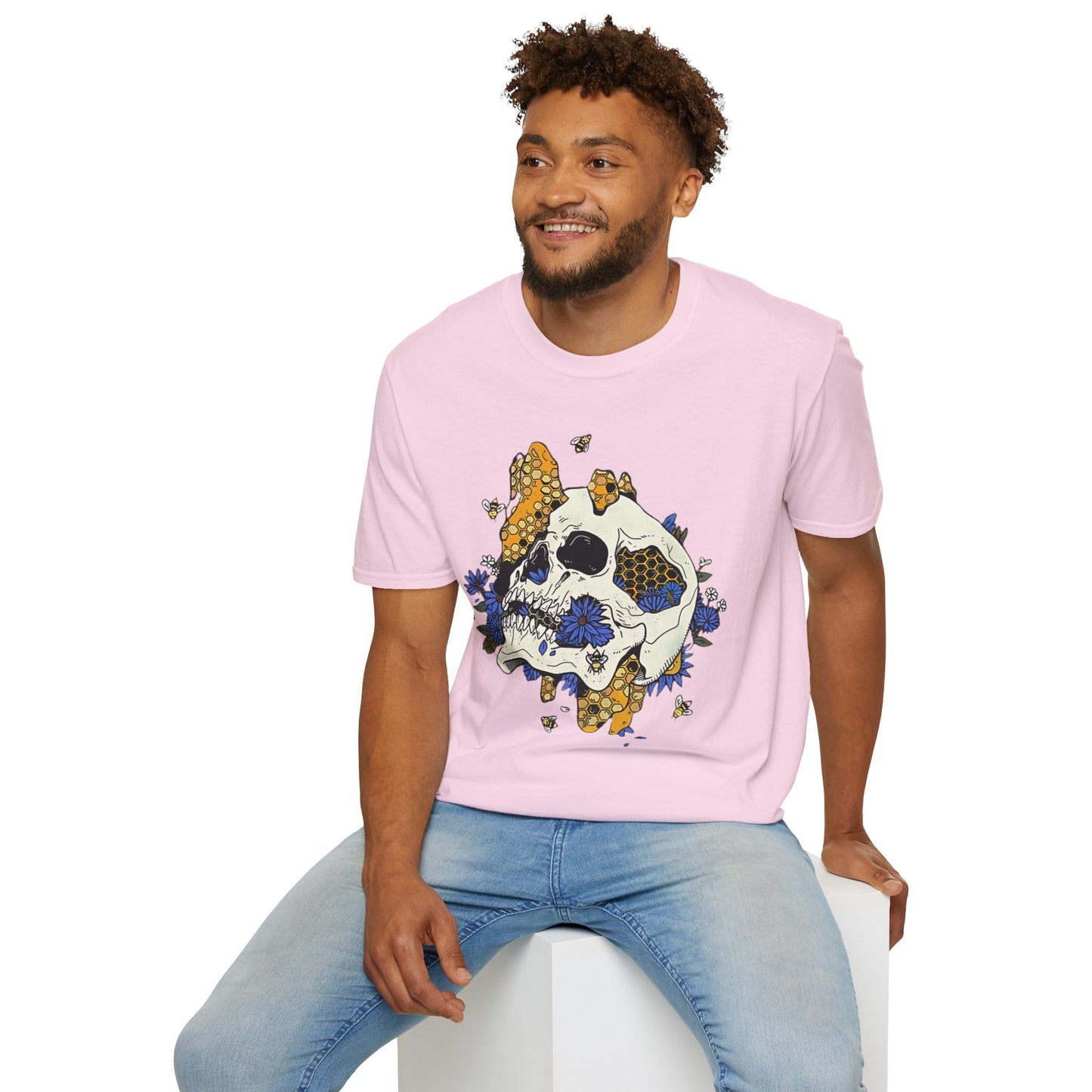 Skull Tee Shirt Unisex Skeleton Design Gildan Softstyle 64000 100 Percent Ring Spun Cotton Tee