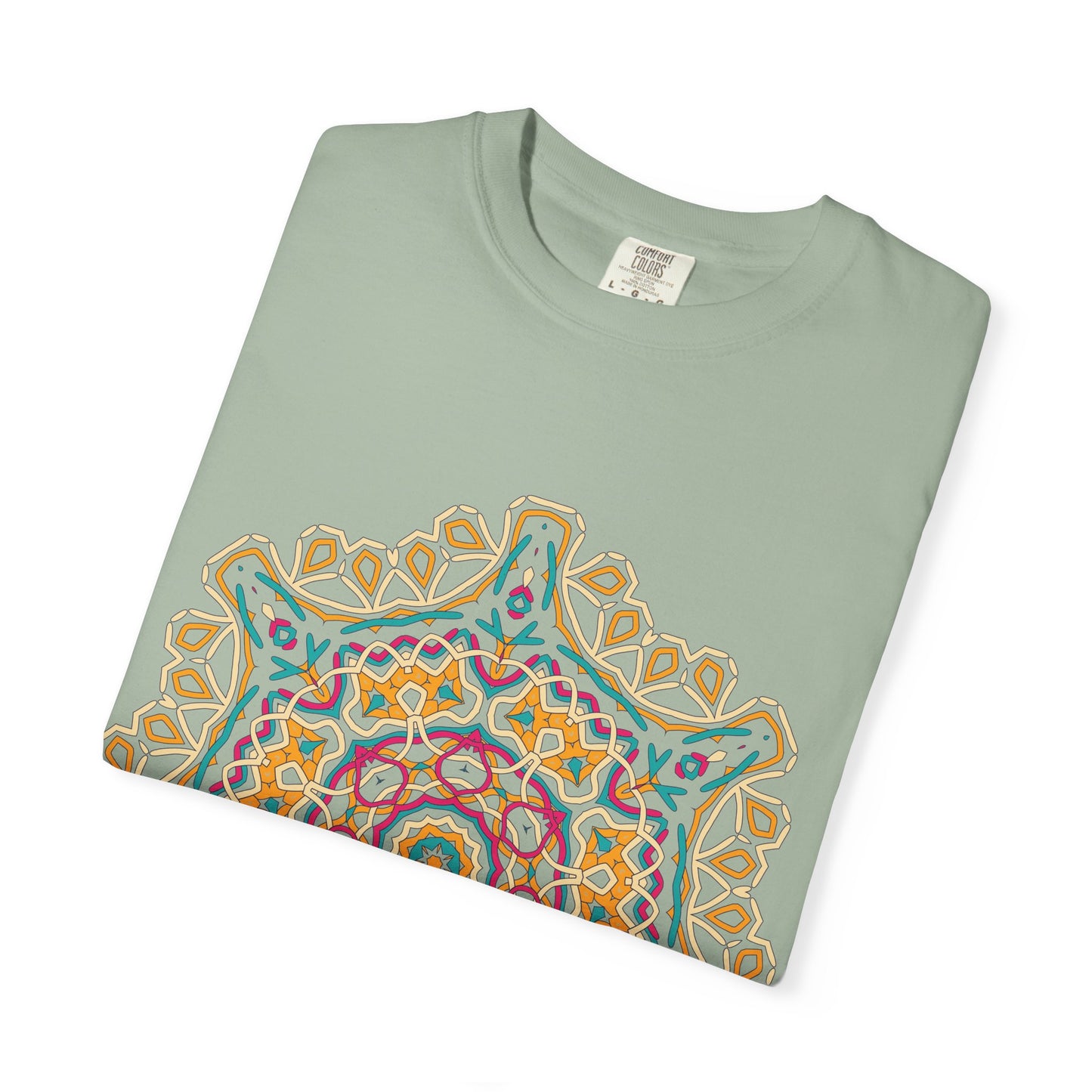 Unisex Garment Dyed Cotton T-Shirt with Mandala Graphic Design