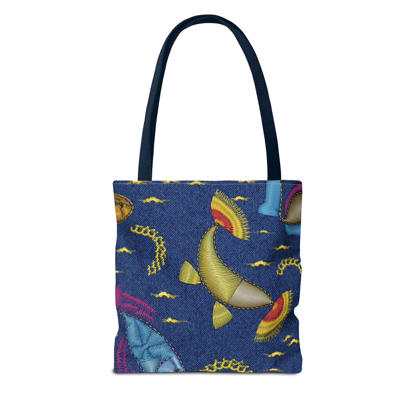 Denim Fabric Imitation Print Unisex Canvas Bag Poly Spun 3 Sizes Tote Bag 193-2