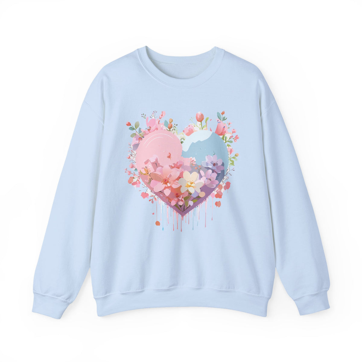 Floral Heart Love Graphic Valentine's Day Sweatshirt Unisex 50/50 Cotton-Poly Sweatshirt w23