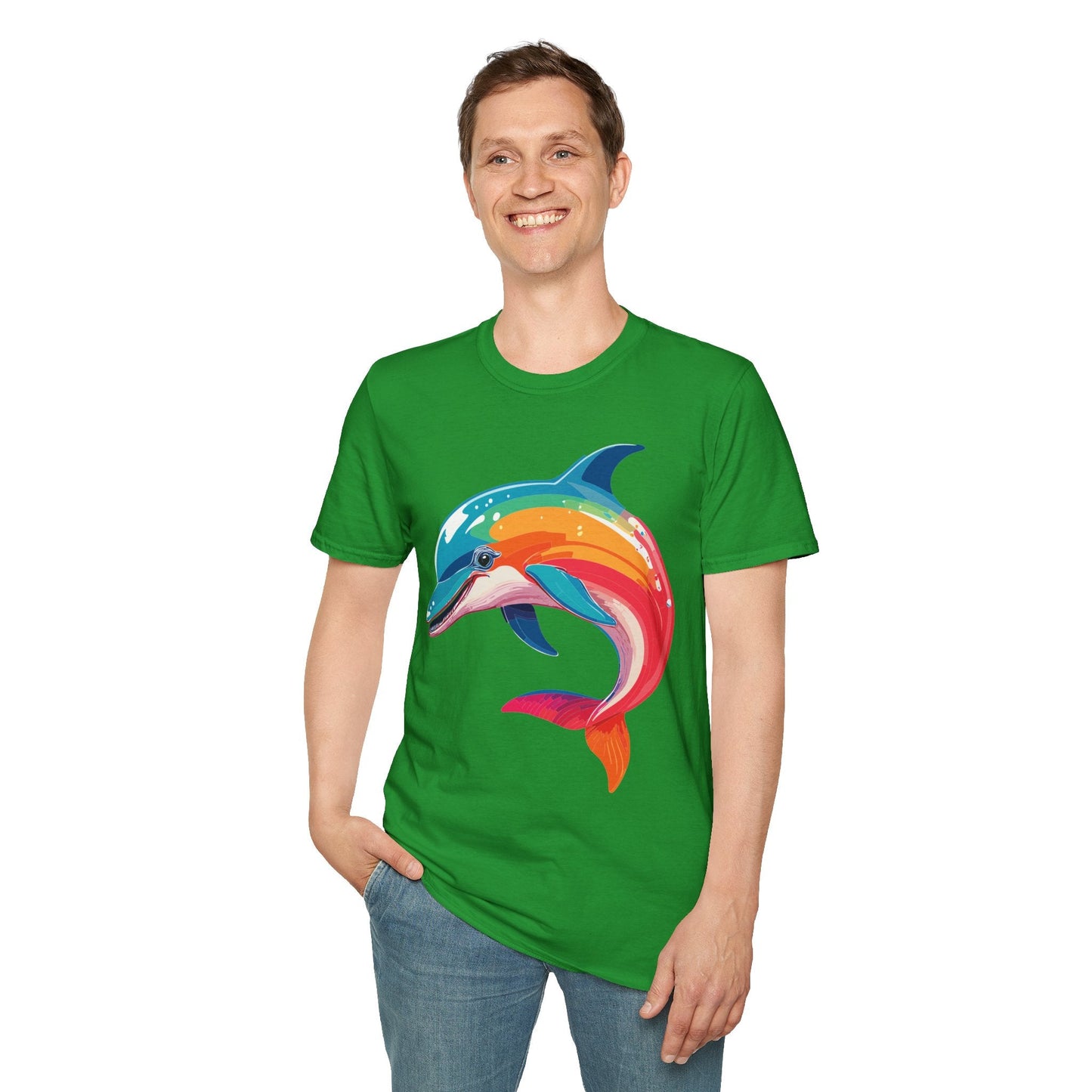 Dolphin Shirt For Unisex 100 Percent Ring Spun Cotton Gildan Softstyle 64000 Short Sleeve Tee