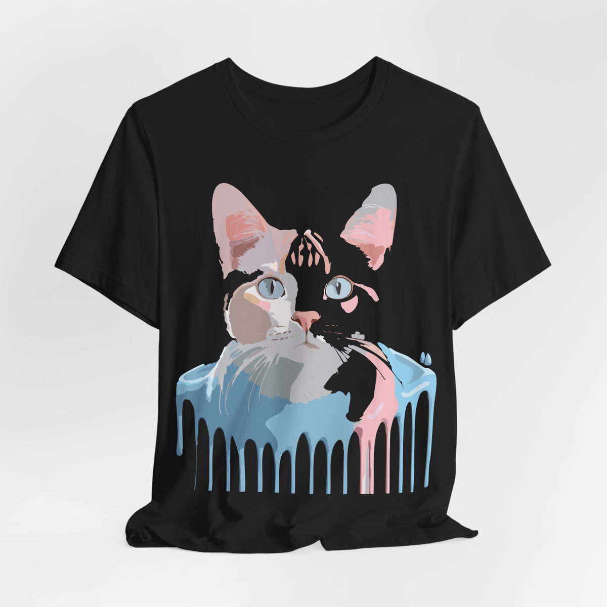Cat Graphic Unisex Cotton Bella+Canvas Tee with Art Animal Design e208