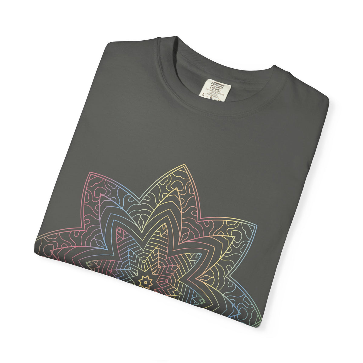 Unisex Garment Dyed Cotton T-Shirt with Mandala Graphic Design