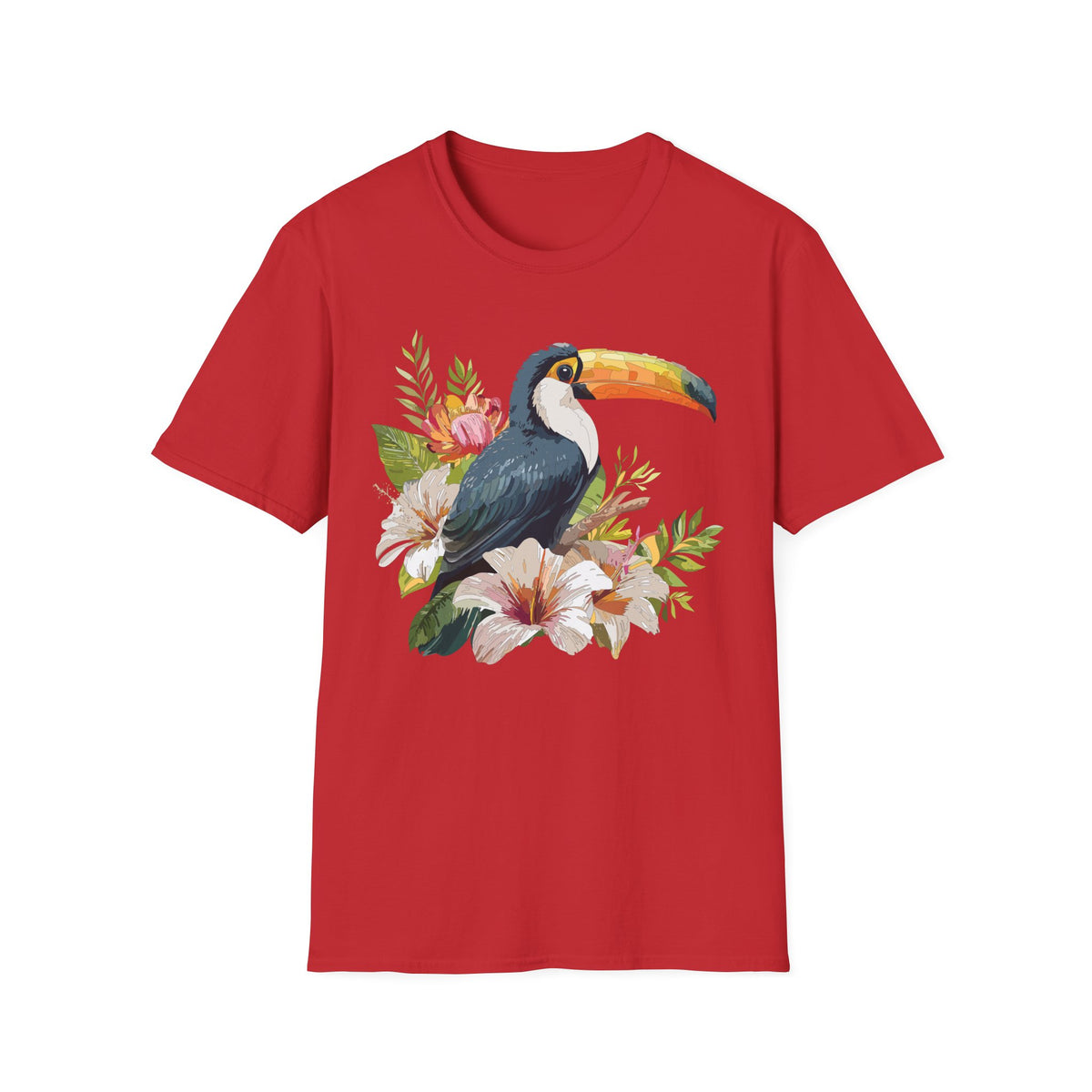 Toucan Floral Illustration T-Shirt | Tropical Bird Art Tee