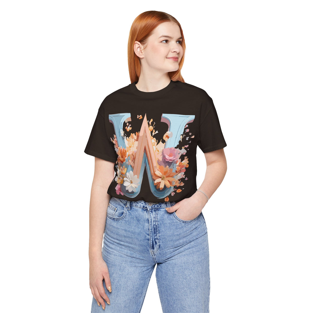 Letter W Graphic Unisex Cotton Bella+Canvas Tee with Art Letter Design
