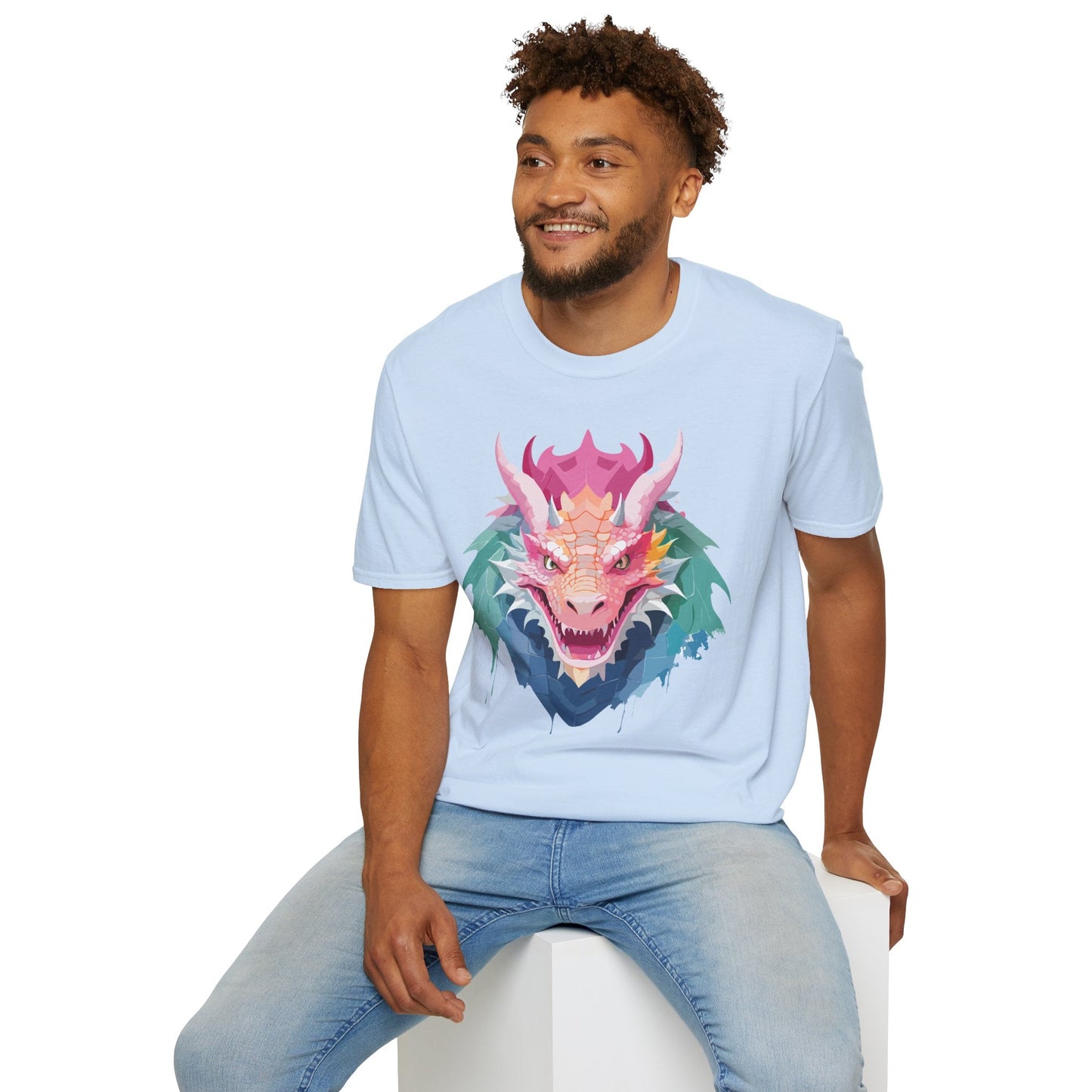 Dragon T Shirt Unisex Softstyle Cotton Tee With Animal Art Design Graphic Print Artwork