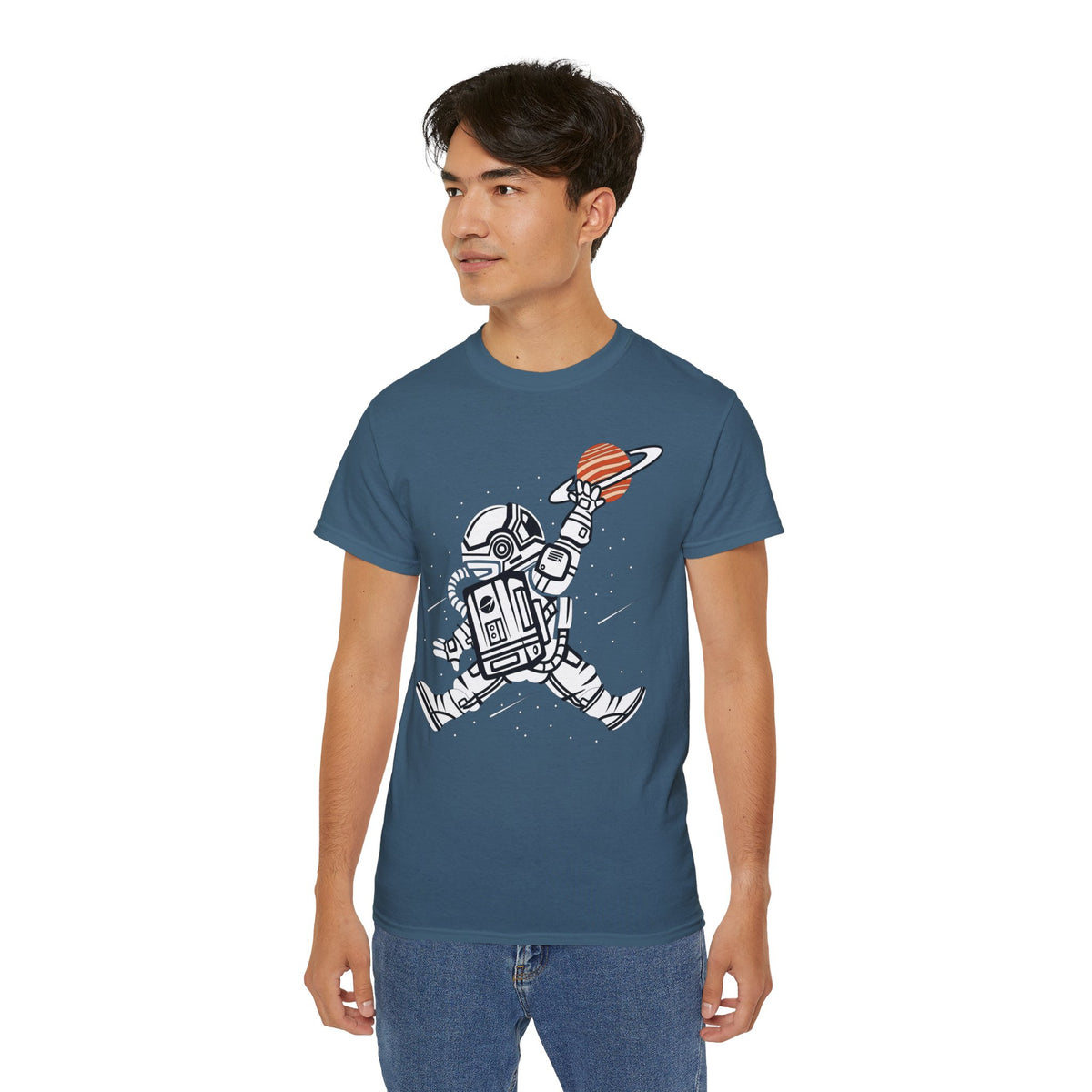 Astronaut Cartoon Graphic Tee Unisex 100 Cotton Gildan T-Shirt