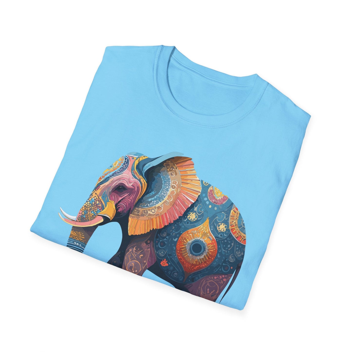 Elephant T Shirt Unisex Gildan Softstyle 64000 Tee With Animal Elephant Graphic Artwork