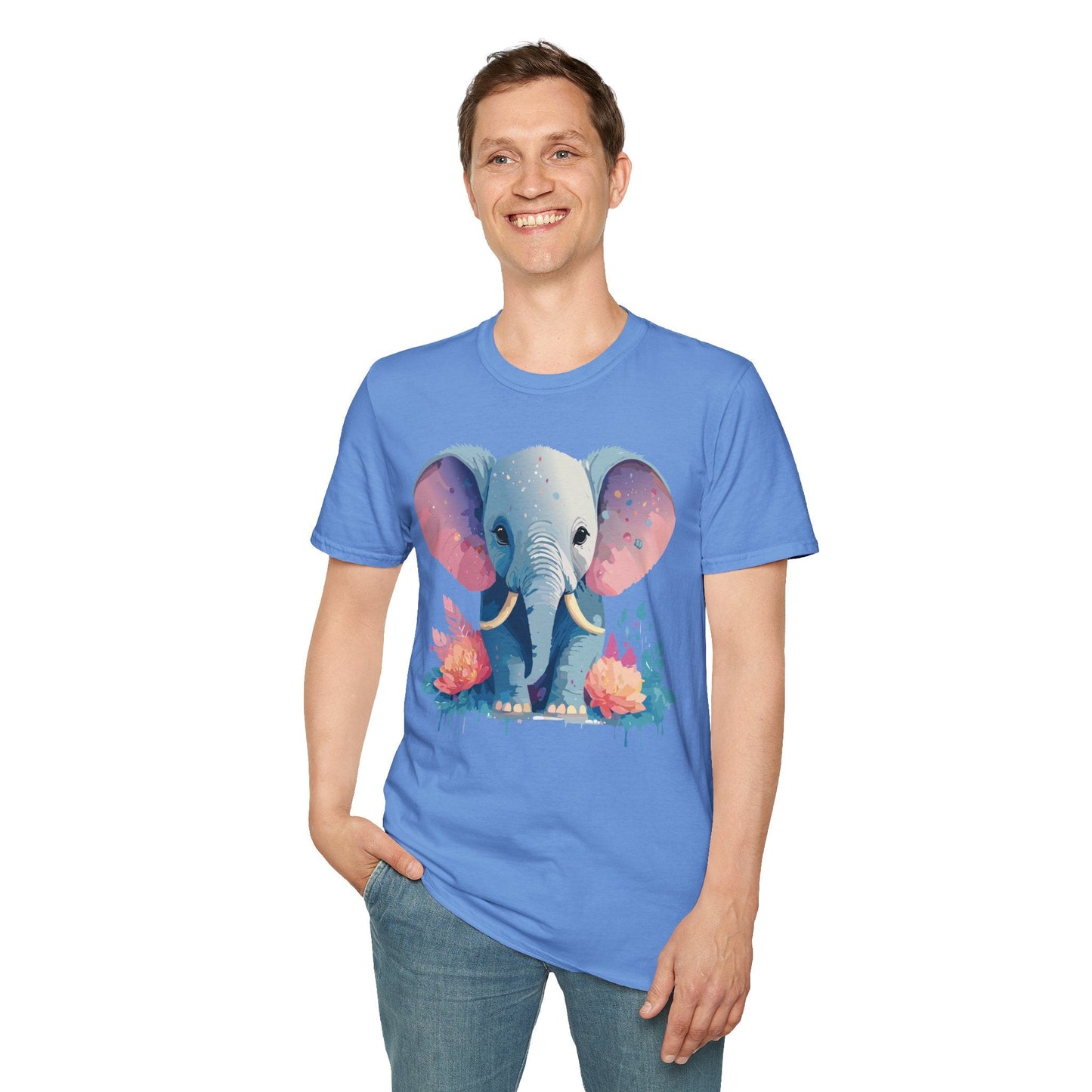 Elephant T Shirt For Adults Unisex Gildan Softstyle 64000 100 Percent Ring Spun Cotton Tee