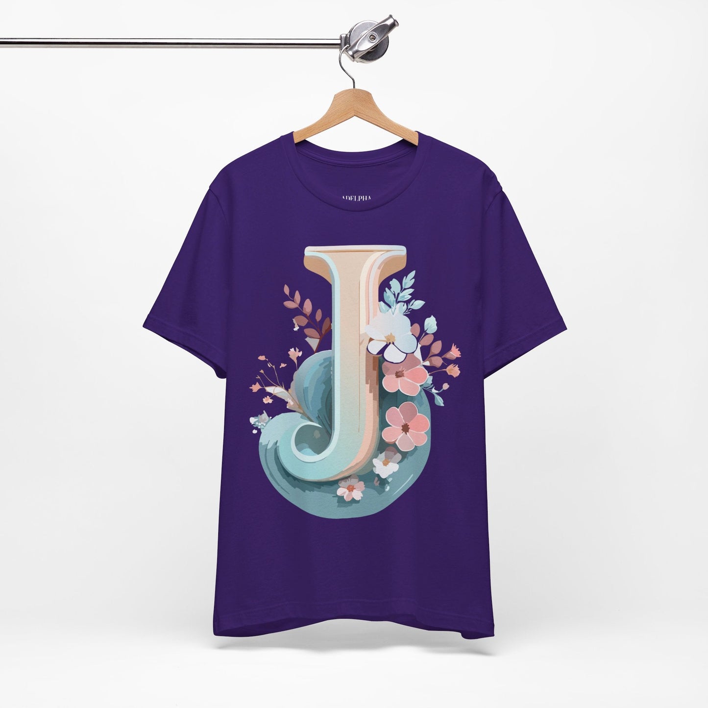 Letter J Shirt Graphic Unisex Tee With Original Vintage Inspired Artwork By Adelpha