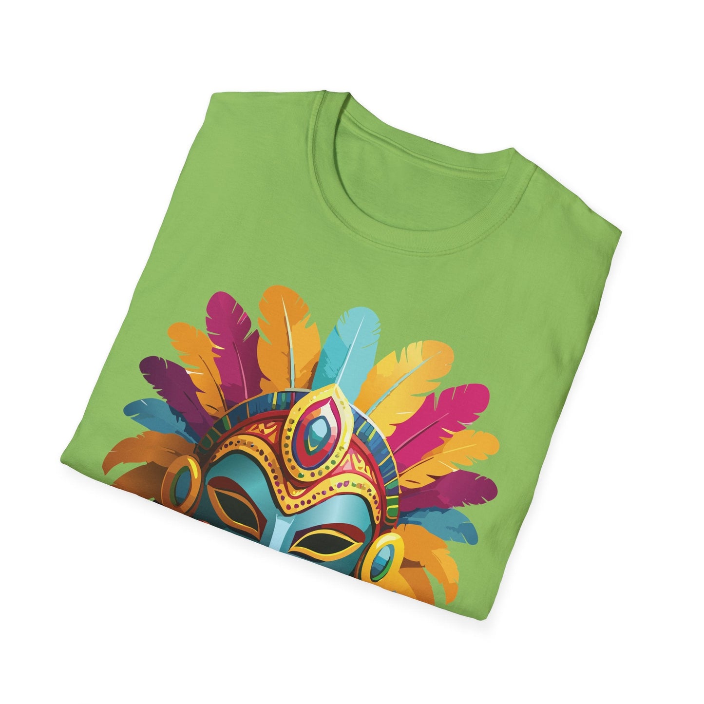 Mask Tee Shirt Unisex Short Sleeve Graphic Tee Masquerade Design 100 Percent Ring Spun Cotton