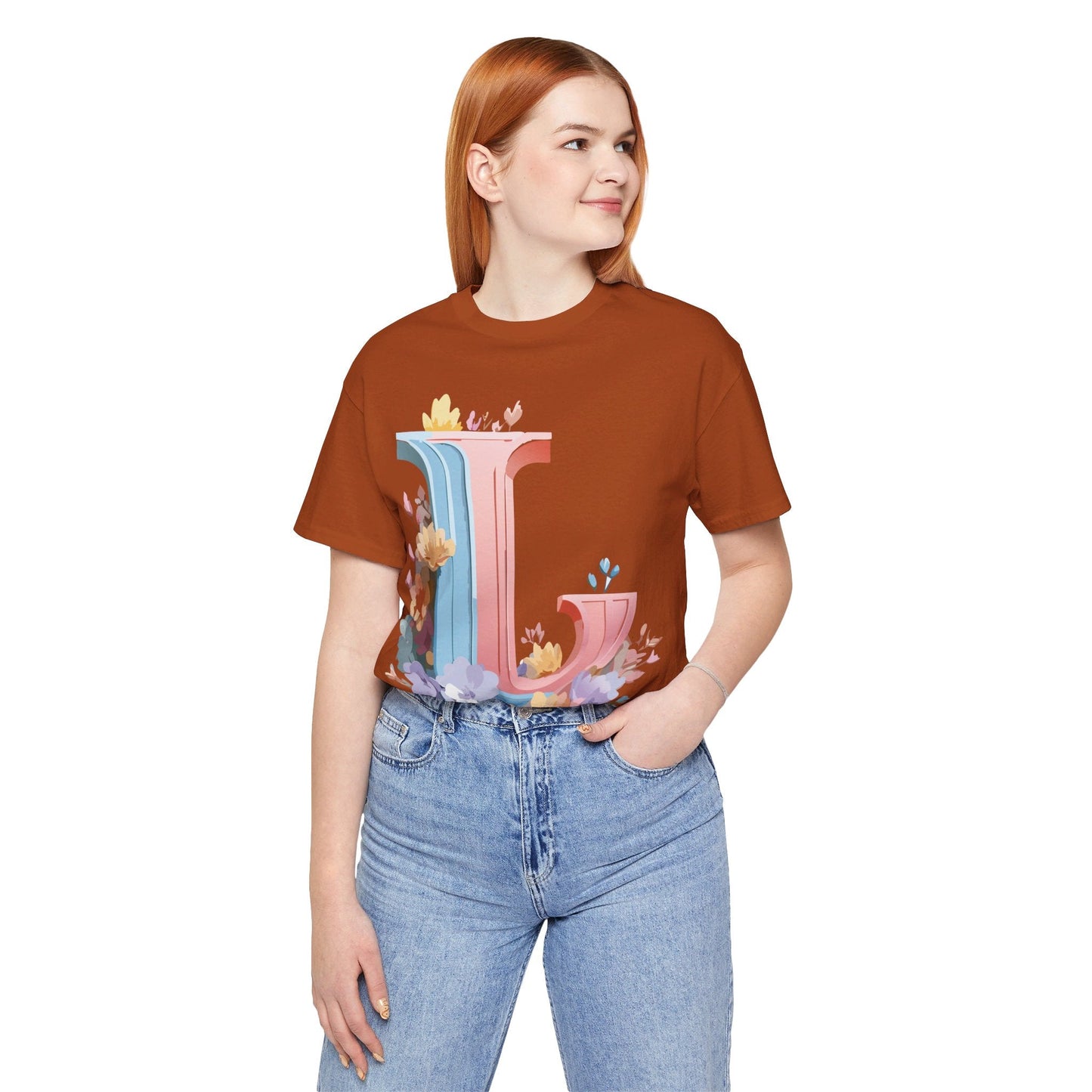Letter L Shirt Graphic T Shirt Unisex Short Sleeve Vintage Inspired Artwork By Adelpha