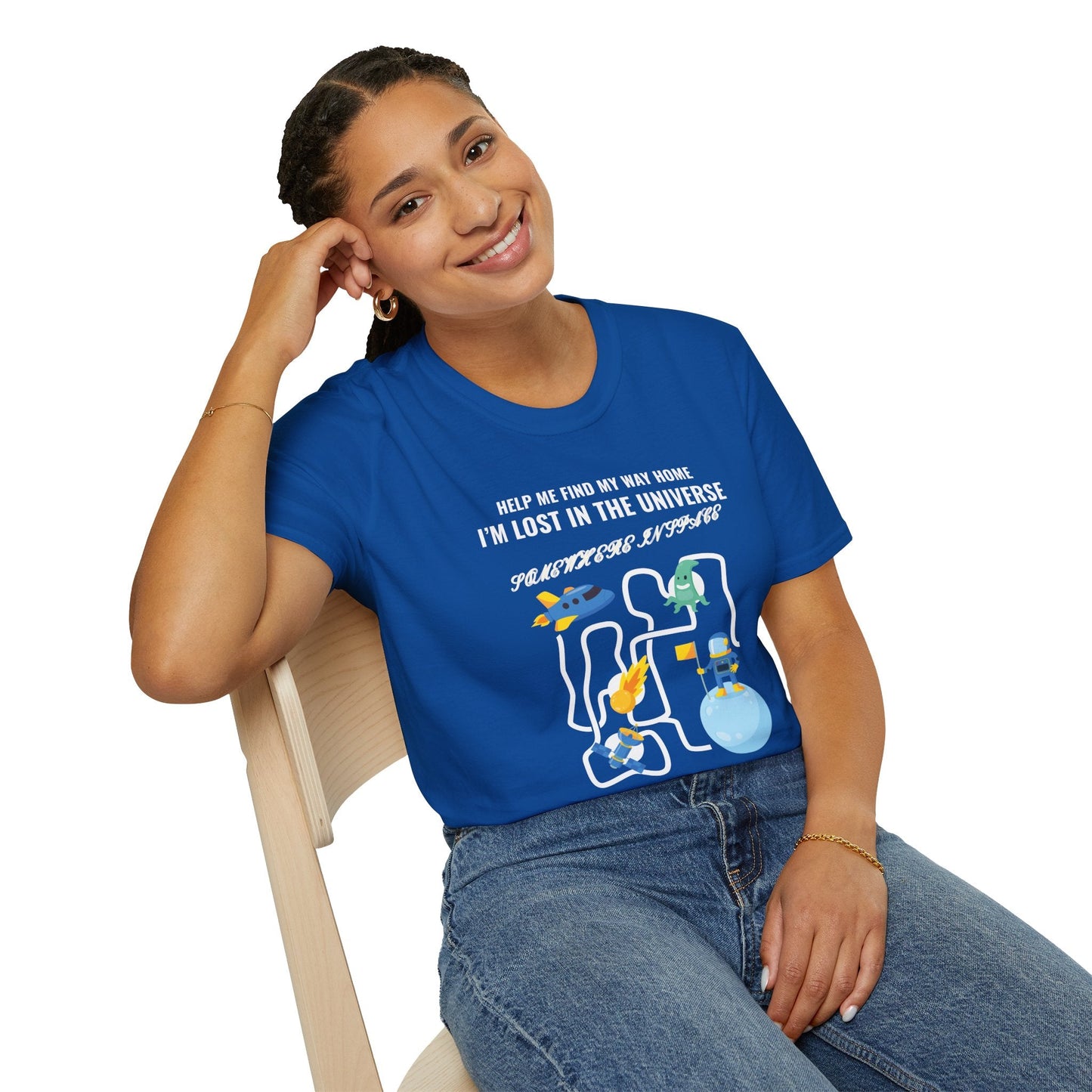 Lost in the Universe TShirt Unisex Cotton Cute Space Maze Graphic Tee