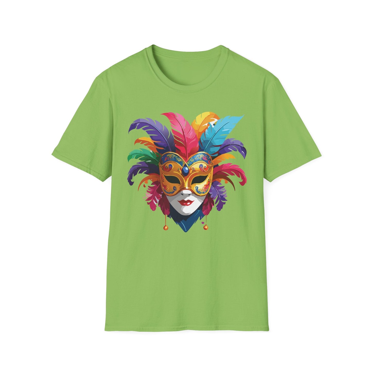 Unisex Mask Tee Shirt Gildan Softstyle 64000 Lightweight Comfortable Masquerade Design Tee