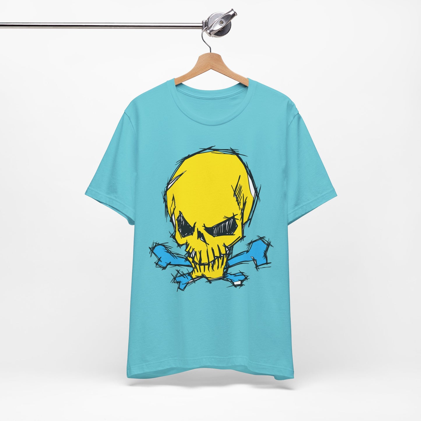 2-Yellow Skull Graphic Design Tee, Skull Shirt, Vintage Tees, Art Design T-Shirt, Vintage Graphic Tee, Art Shirts with Skulls