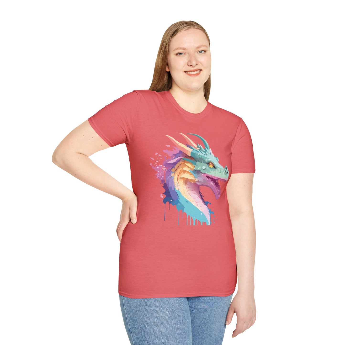 Dragon Graphic Tee Unisex Short Sleeve Dragon Shirt With Animal Design Gildan SoftStyle 64000