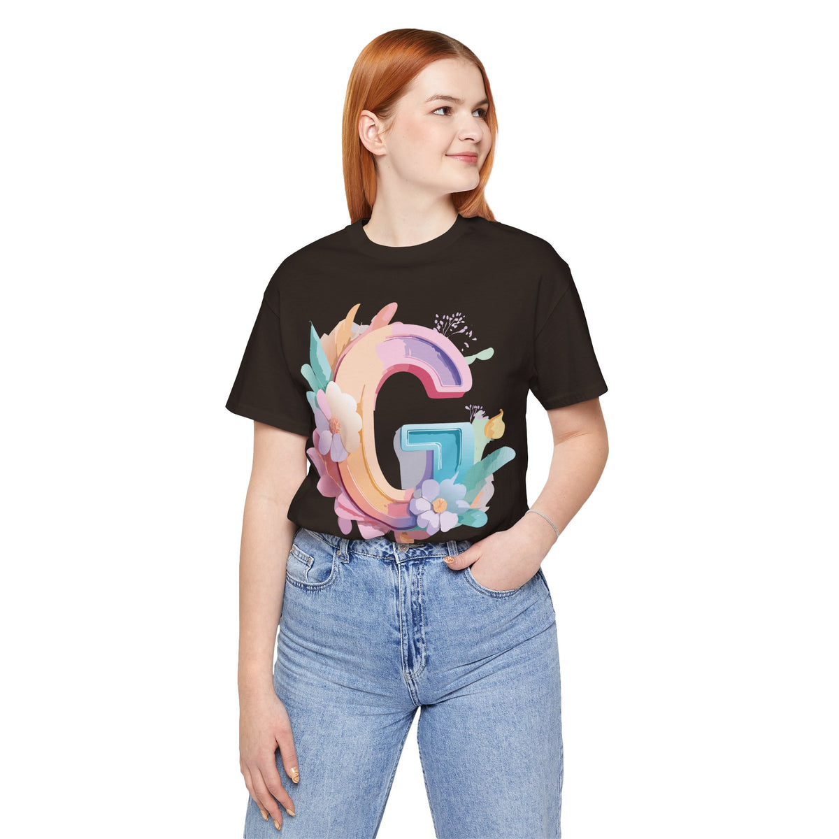 Letter G Graphic Unisex Cotton Bella+Canvas Tee with Art Letter Design