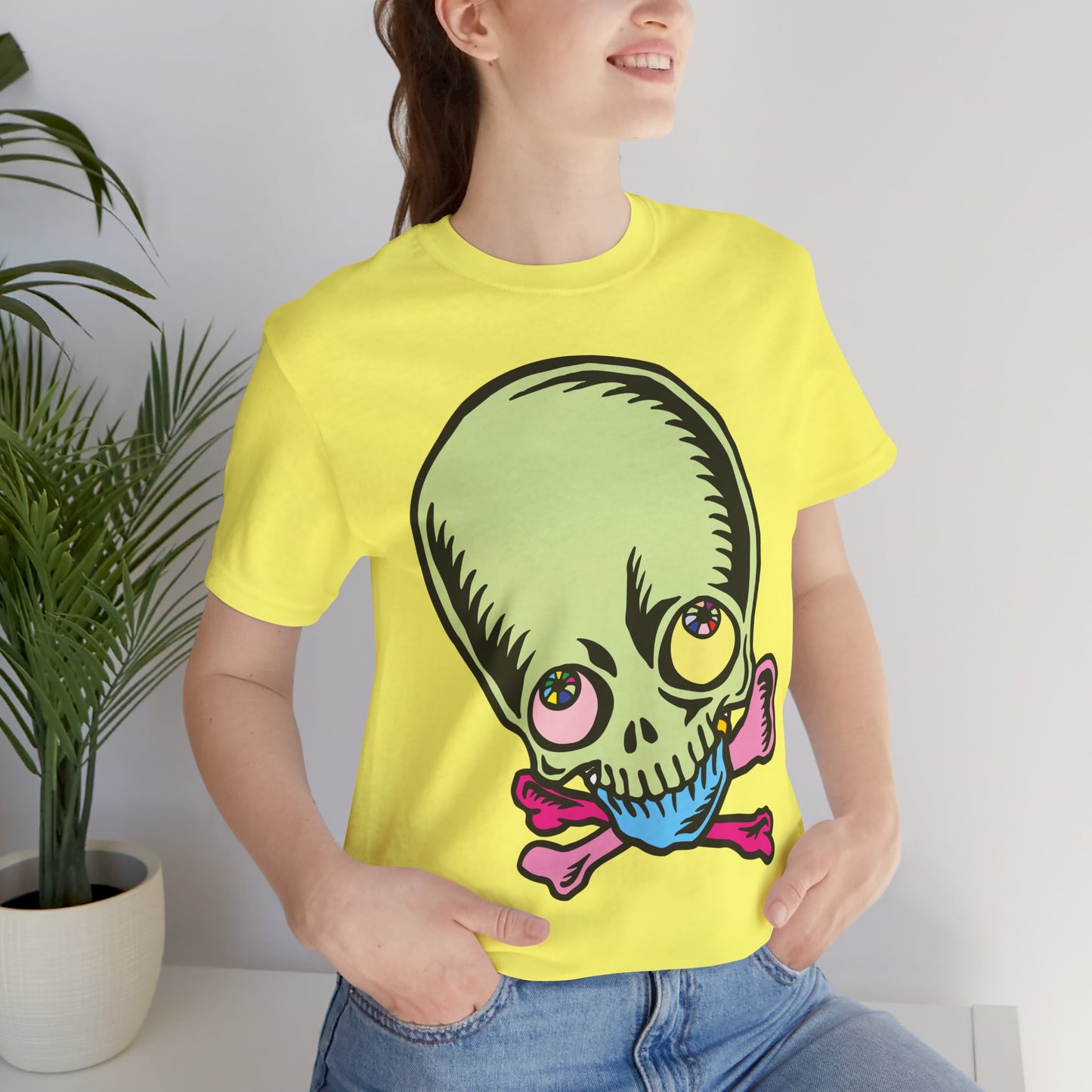 Lt Green Skull Graphic Design Tee, Skull Shirt, Vintage Tees, Art Design T-Shirt, Vintage Graphic Tee, Art Shirts with Skulls