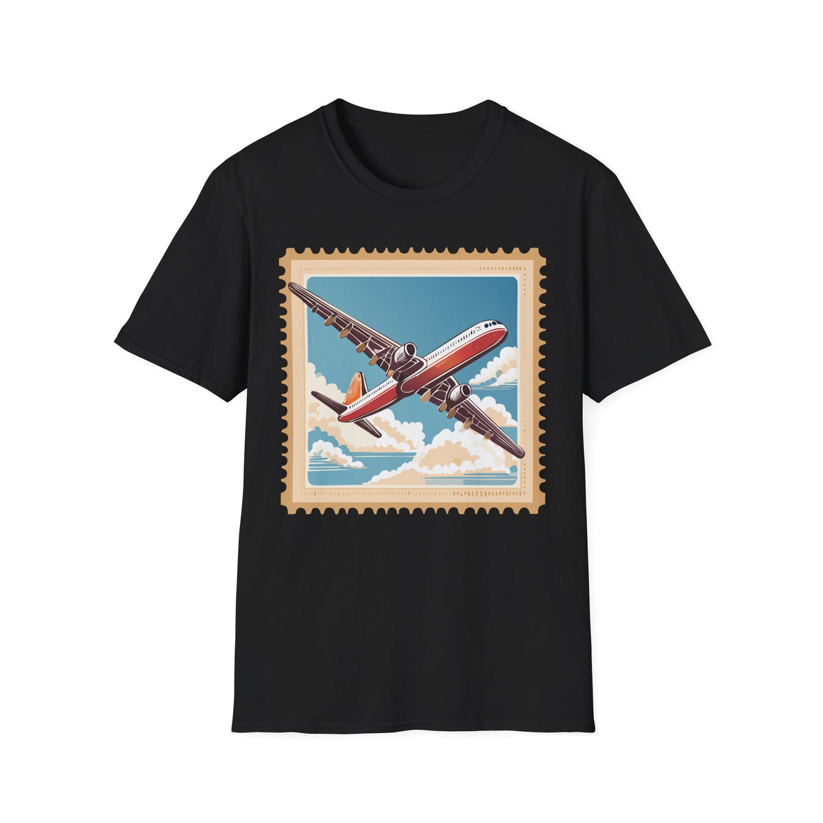 Vintage Airplane Stamp T-Shirt | Retro Travel Poster Tee