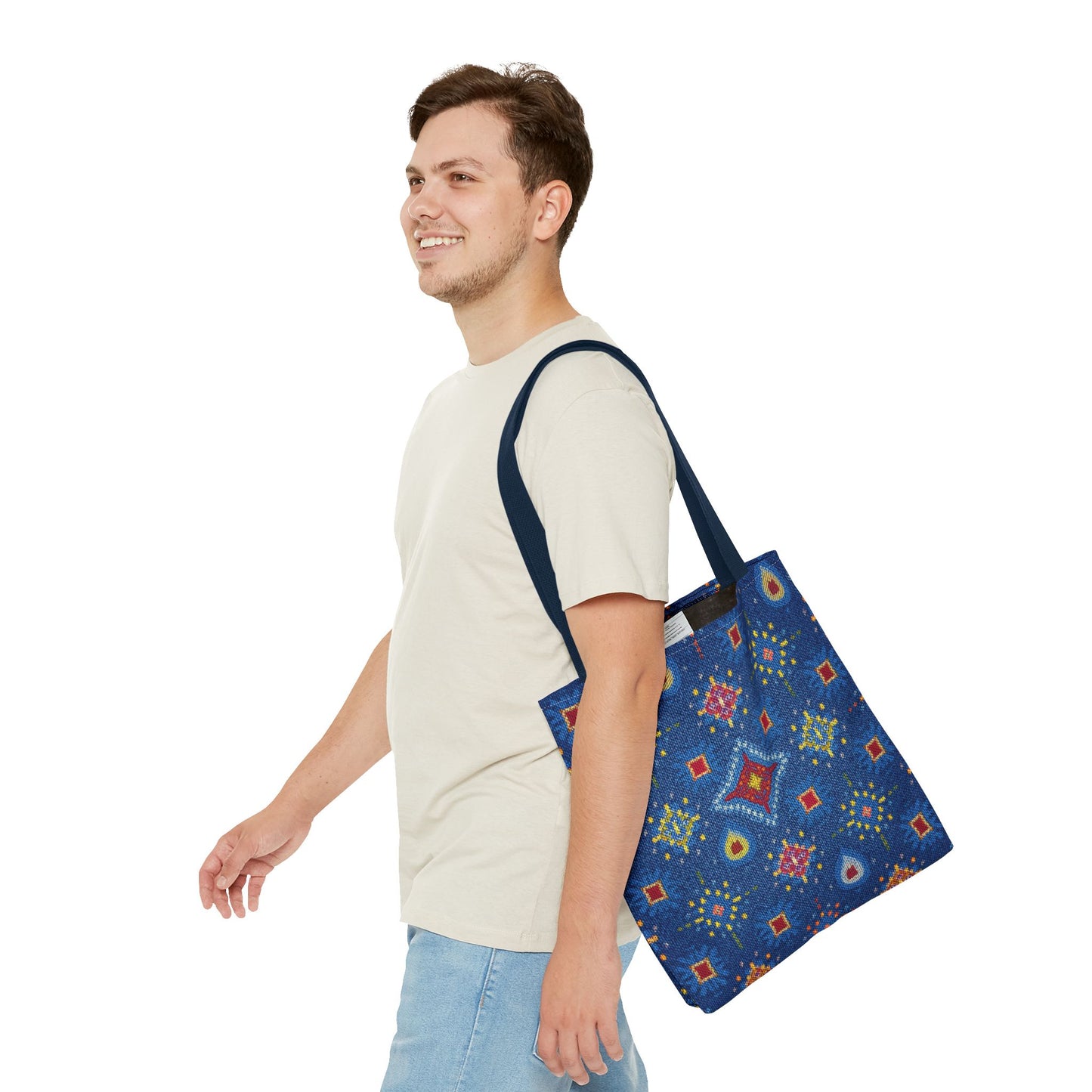Diwali Graphic Denim Fabric Imitation Print Unisex Canvas Bag Poly Spun 3 Sizes Tote Bag 205-15