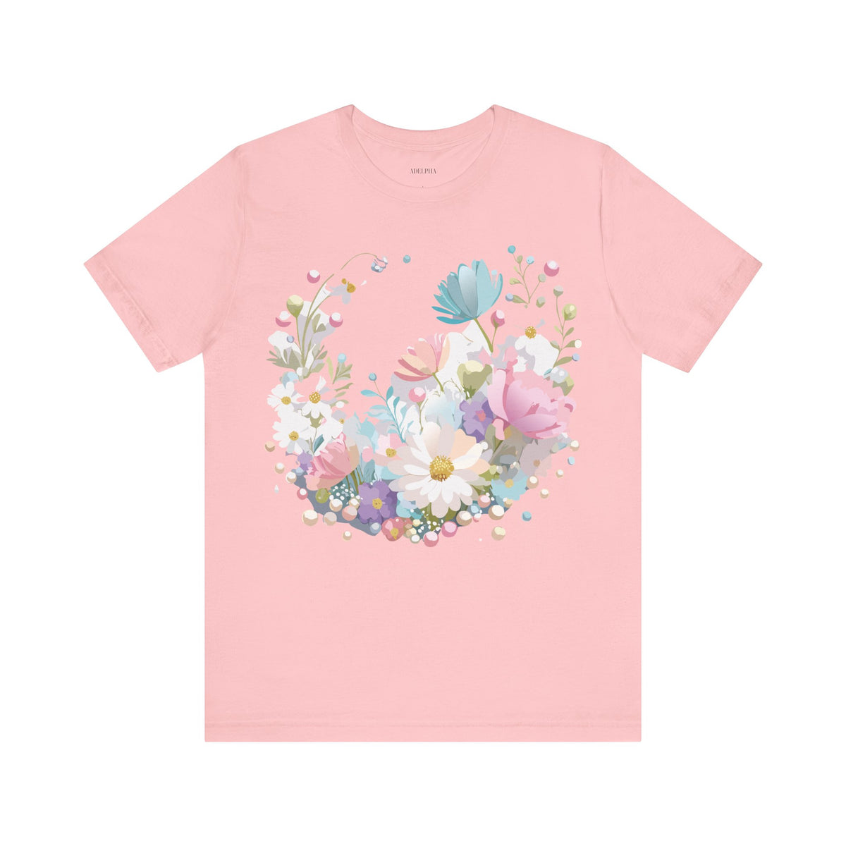 Floral Graphic Unisex Cotton Bella+Canvas Tee with Flowers Art Design n122