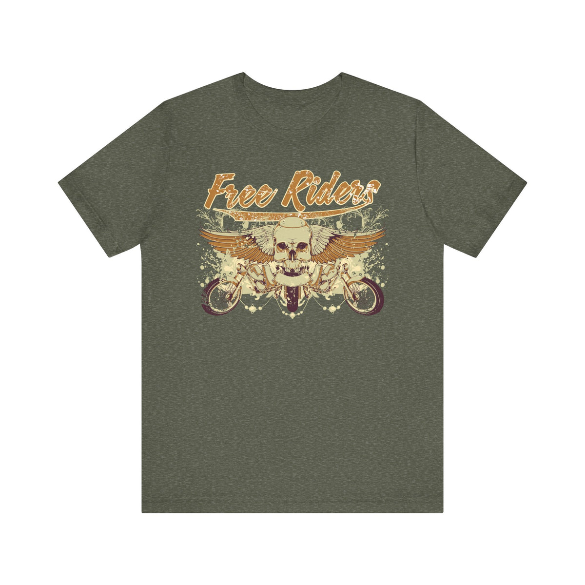 Free Riders Skull Motorcycle Tee Biker Graphic Art Design T-Shirt A-1