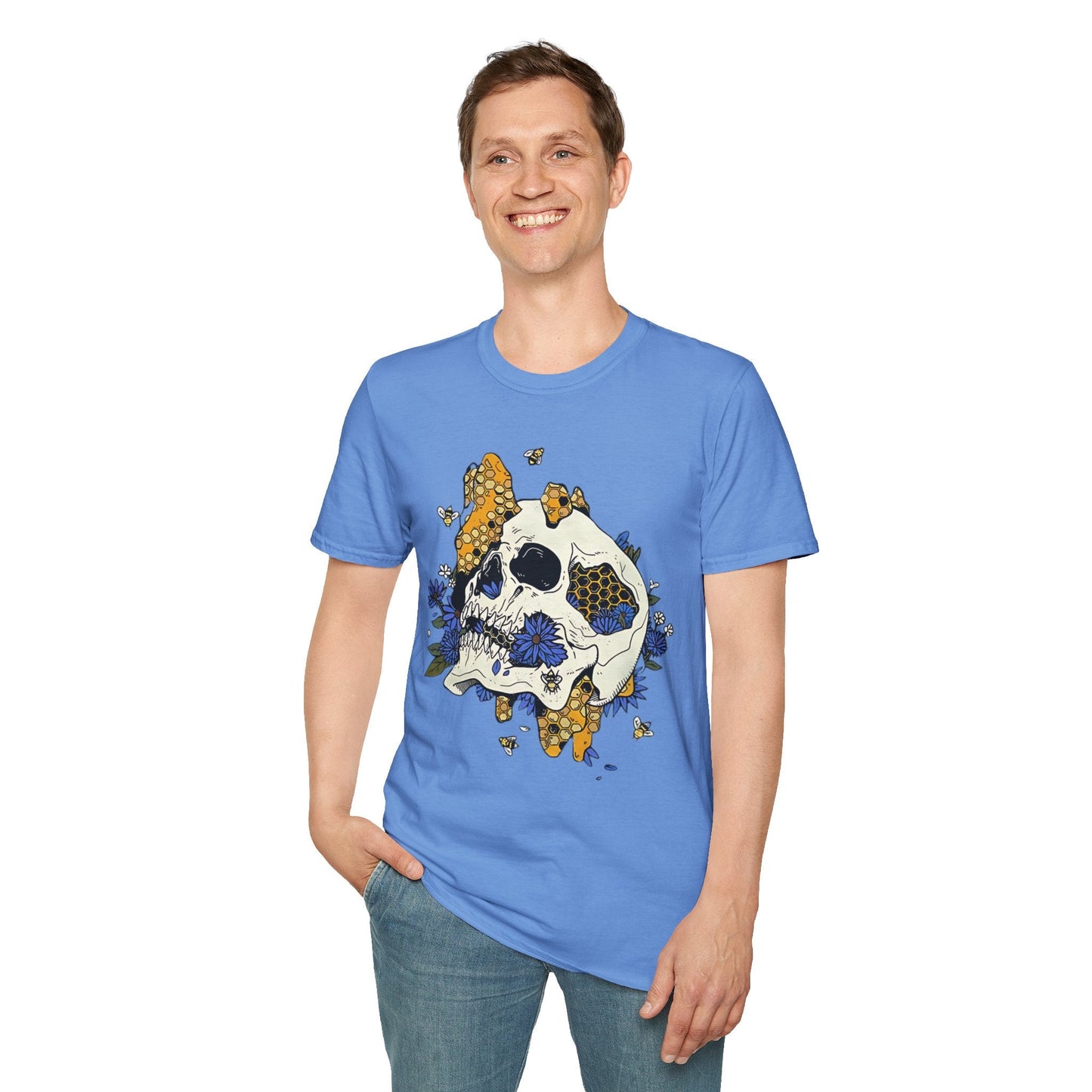 Skull Tee Shirt Unisex Skeleton Design Gildan Softstyle 64000 100 Percent Ring Spun Cotton Tee