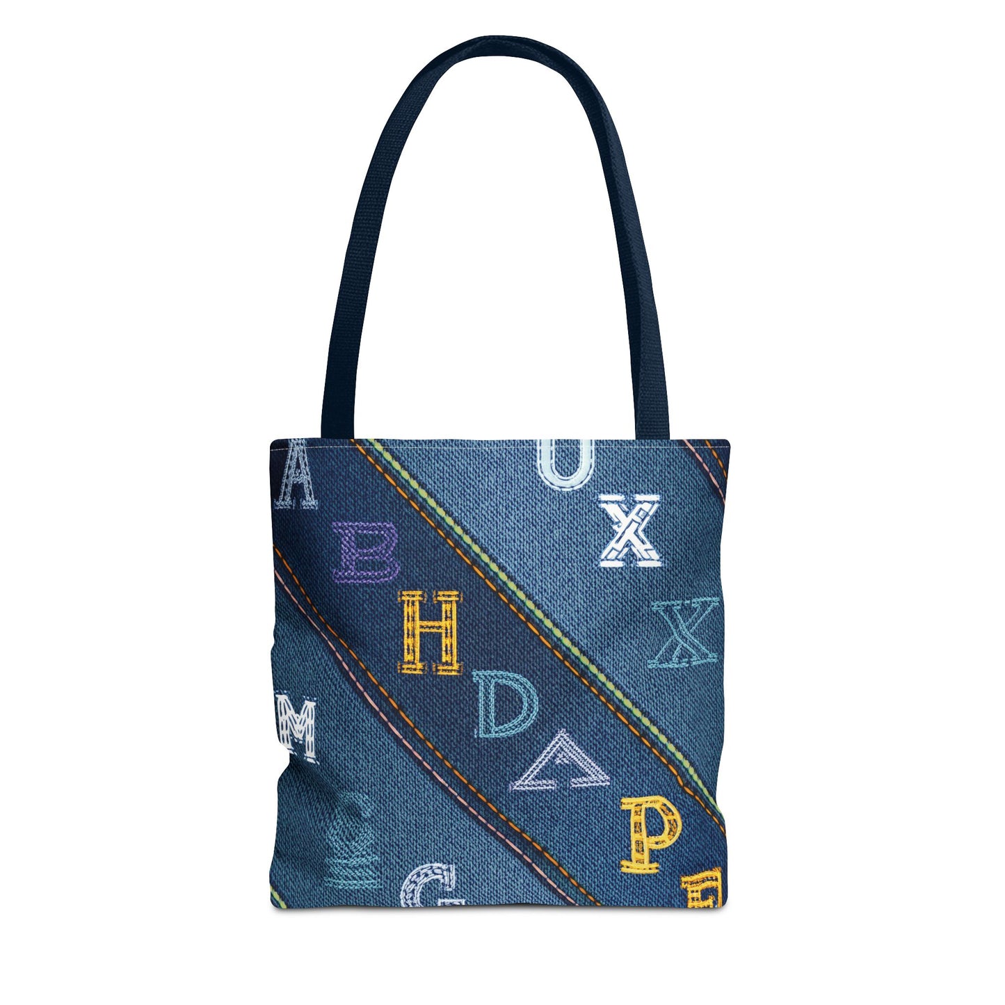 Denim Fabric Imitation Print Unisex Canvas Bag Poly Spun 3 Sizes Tote Bag 187-4
