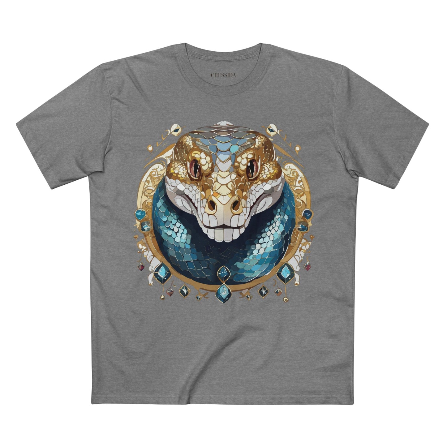 Snake Graphic Unisex 100 Cotton Tee With Unique Animal Golden Medallion Art Design 43