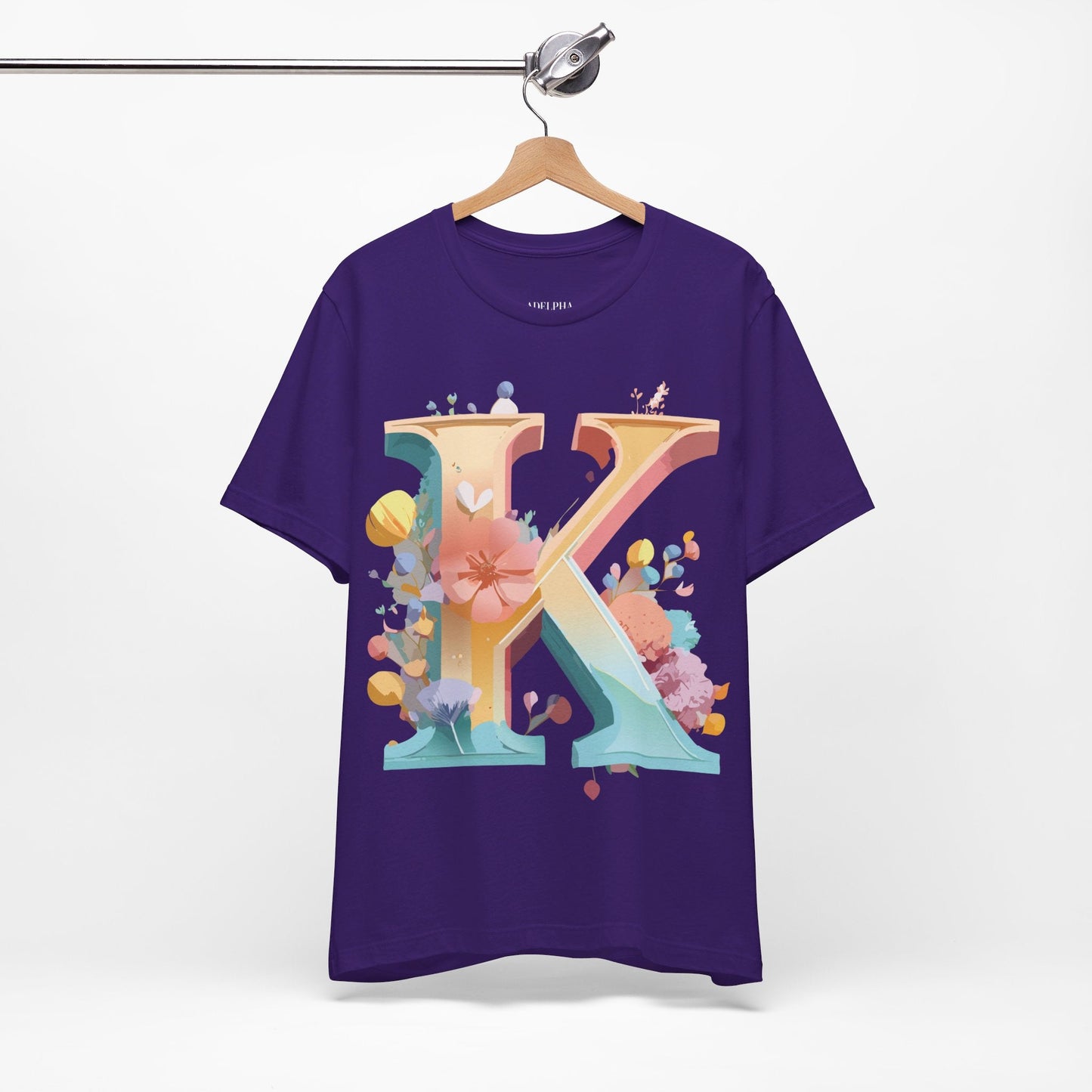 Unisex Letter K Graphic Tee By Adelpha Vintage Inspired Artwork Short Sleeve Shirt