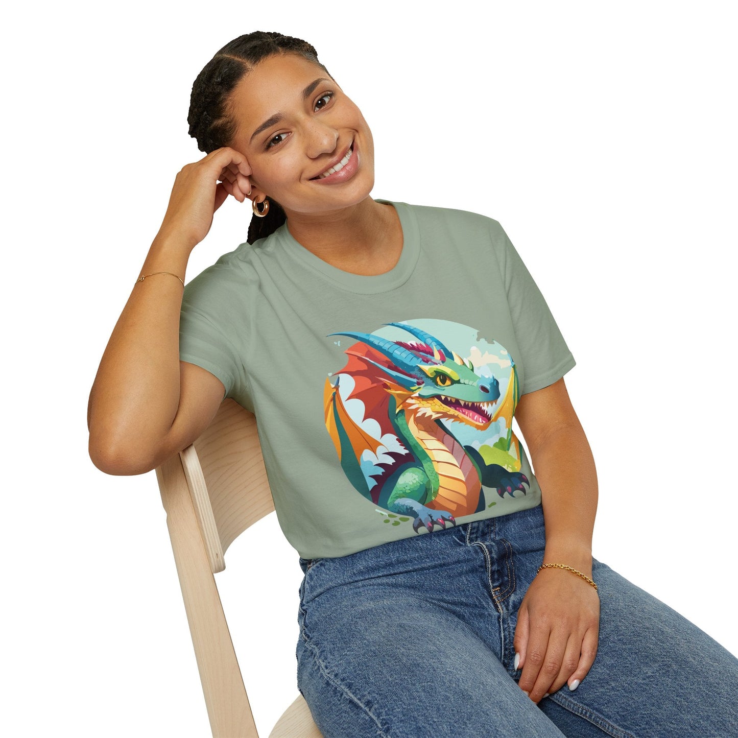 Unisex Dragon Graphic Tee By Gildan Softstyle 64000 Short Sleeve Cotton Tee Art Design