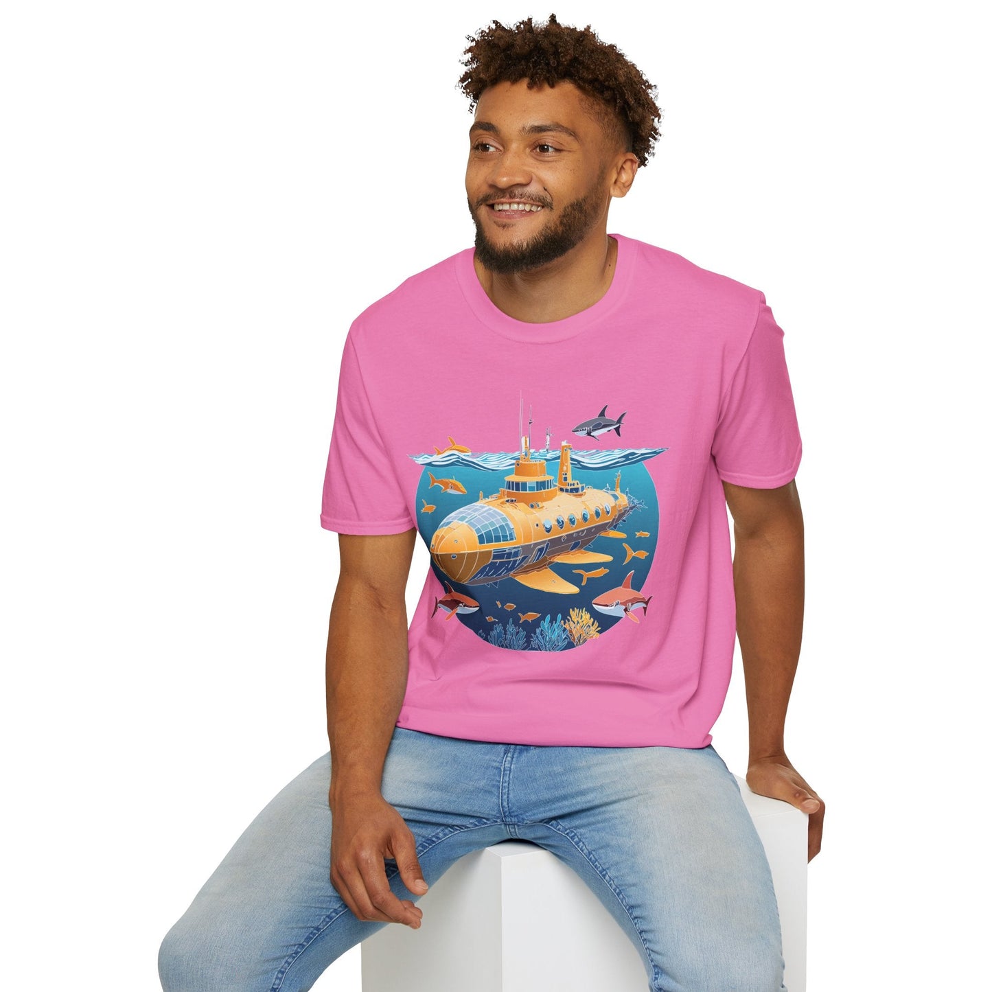 Ocean Themed Unisex Softstyle T Shirt 100 Percent Ring Spun Cotton U Boat Design Tee Everyday