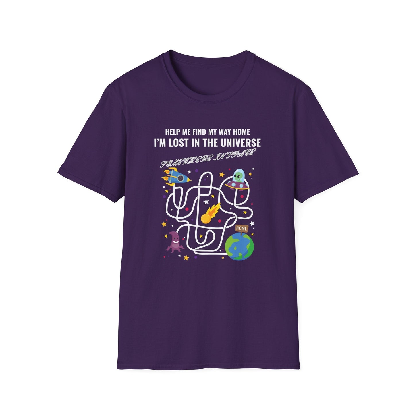 Lost in the Universe Maze TShirt Unisex Cotton Funny Space Puzzle Tee