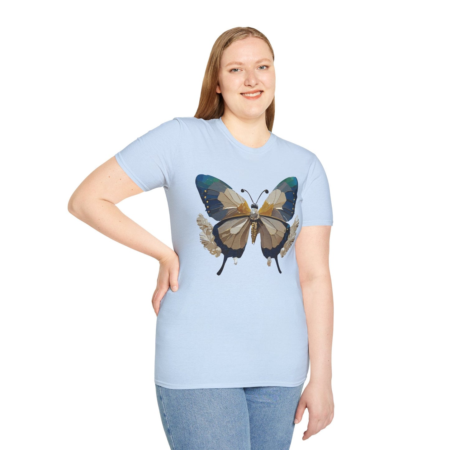 Butterfly Themed Unisex T Shirt With Monarch Design Gildan Softstyle 64000 Premium Ring Spun Cotton