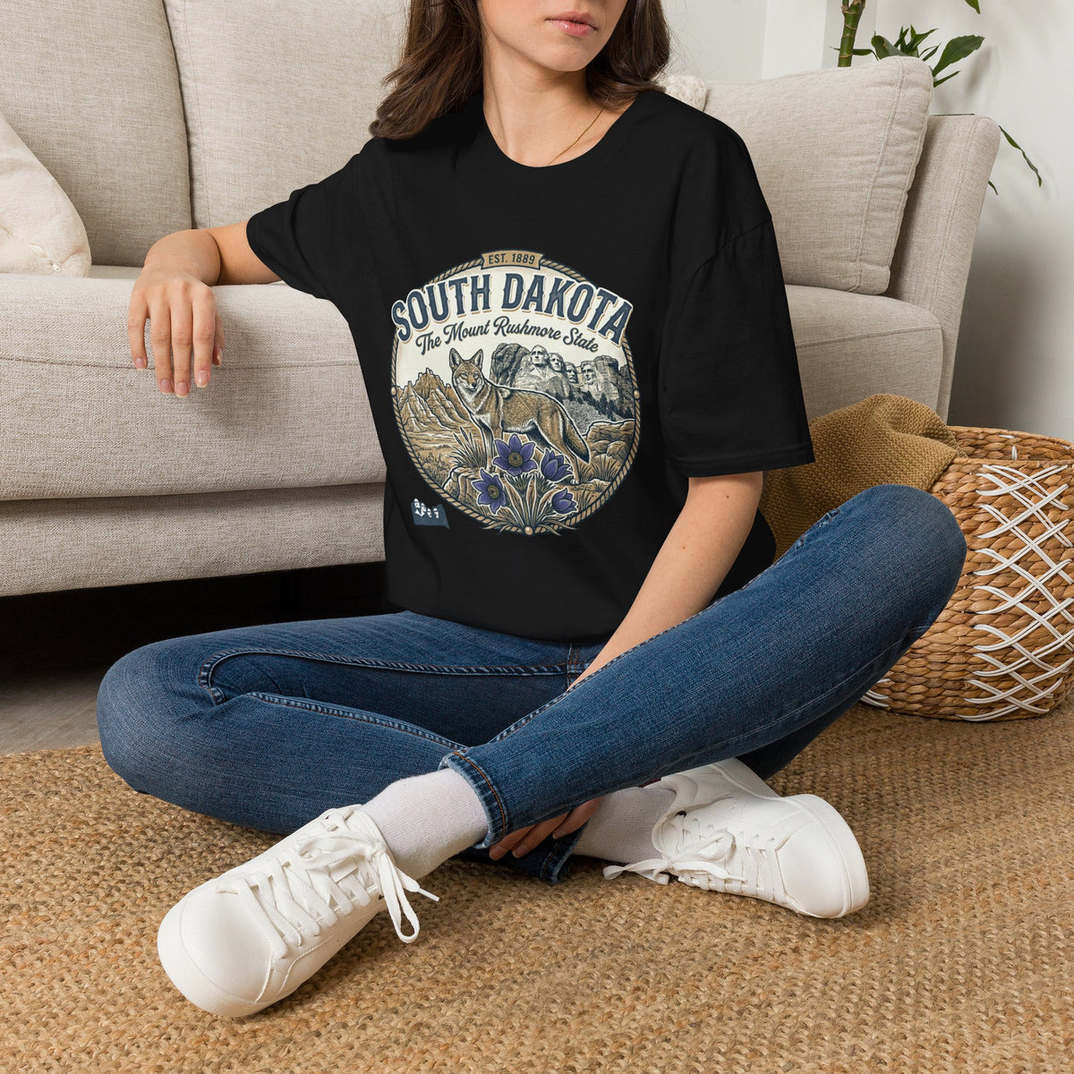 South Dakota Wildlife Tee – State Prairie Flowers Travel Tourist Graphic Tee Unisex 100 Cotton Gildan T-Shirt