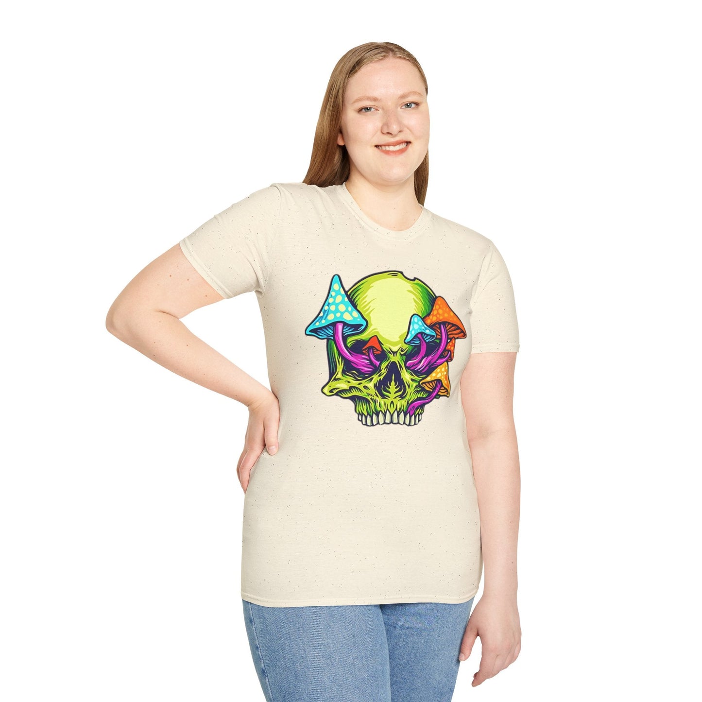 Unisex Skull Tee Shirt With Skeleton Art Design Gildan Softstyle 64000 100 Percent Ring Spun Cotton