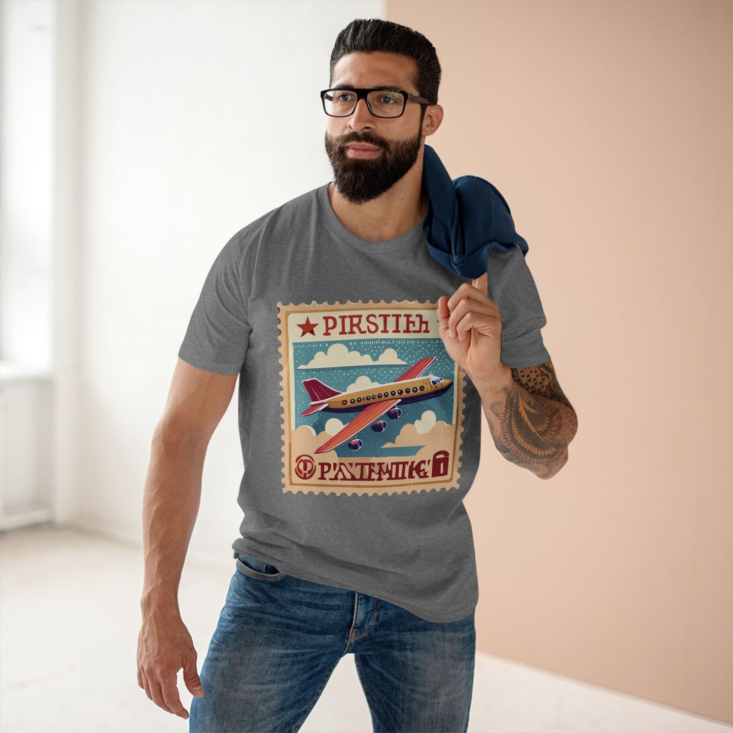 Postage Stamp Shirt Unisex Premium Cotton Tee PS44 Original Art Design Retro Collection