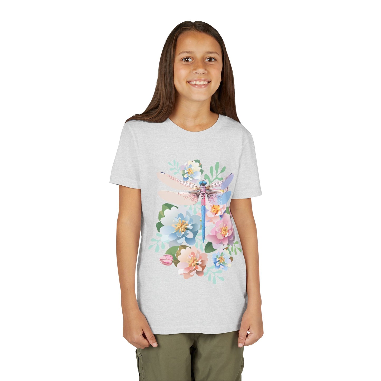 Dragonfly Blossom Youth Tee - Colorful Short Sleeve T-Shirt for Spring Celebrations (9-14)