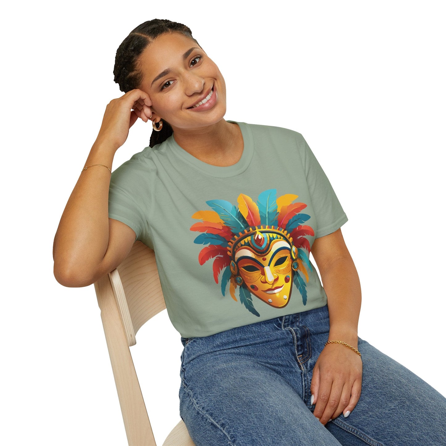 Mask Tee Shirt Unisex Masquerade Design Gildan Softstyle 100 Percent Cotton Tee for Everyday Comfort
