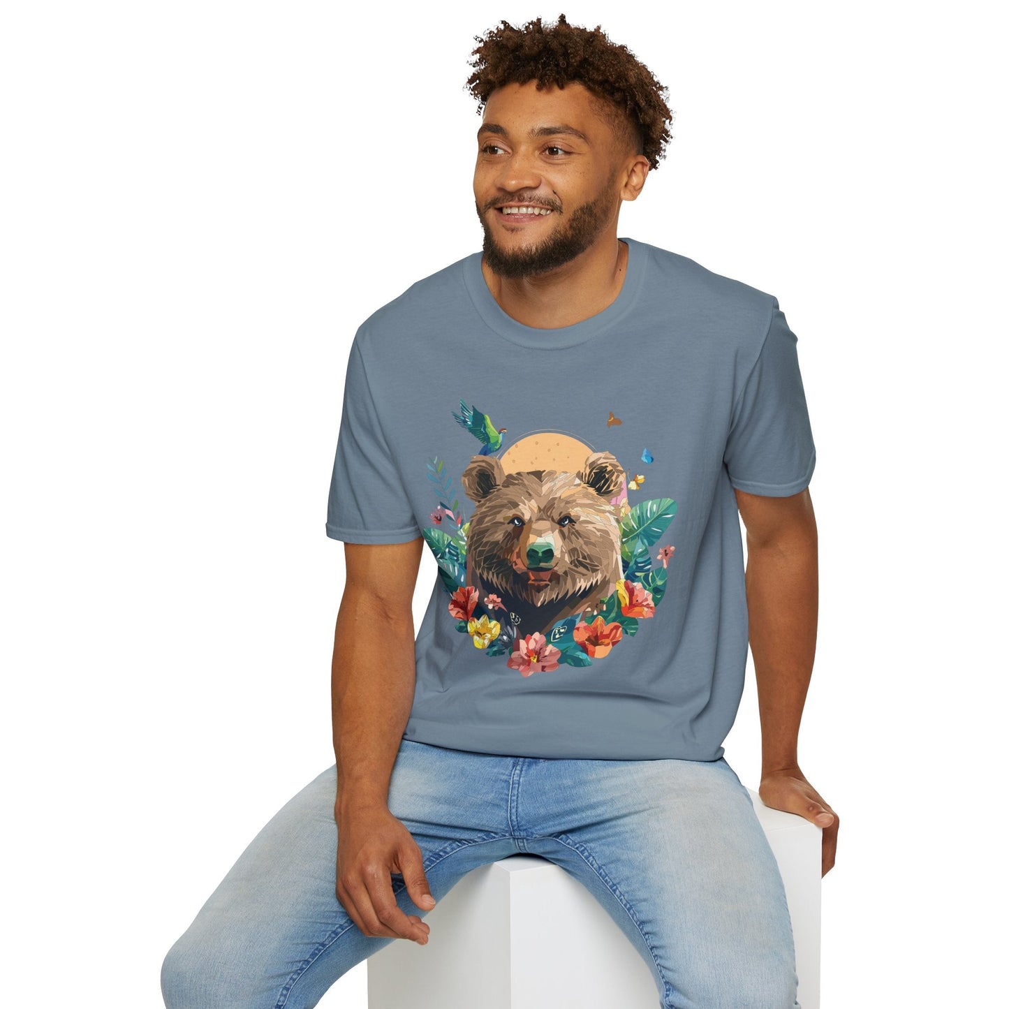 Bear T Shirt Unisex Graphic Tee Bear Lover Gift 100 Percent Ring Spun Cotton Softstyle 64000 Gildan
