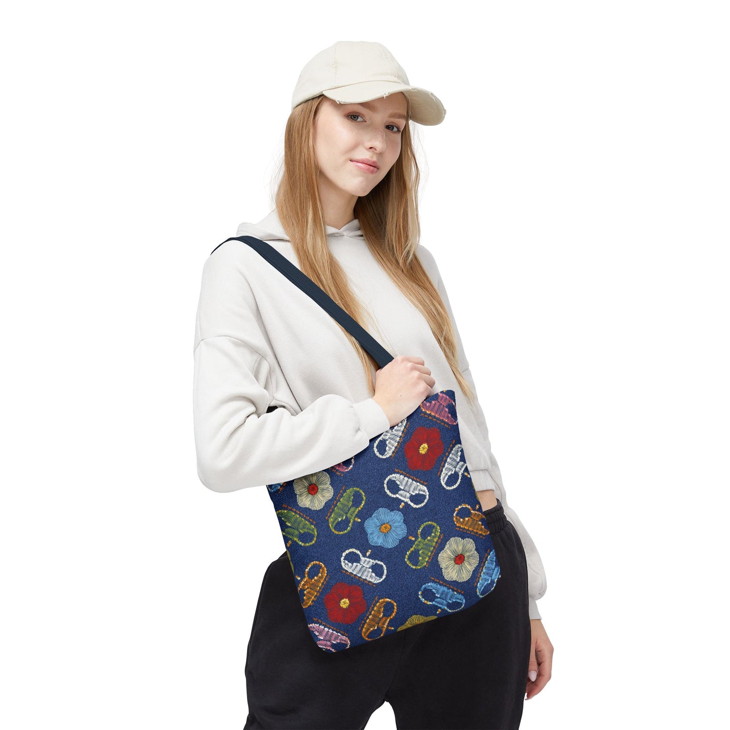 Denim Fabric Imitation Print Unisex Canvas Bag Poly Spun 3 Sizes Tote Bag 154