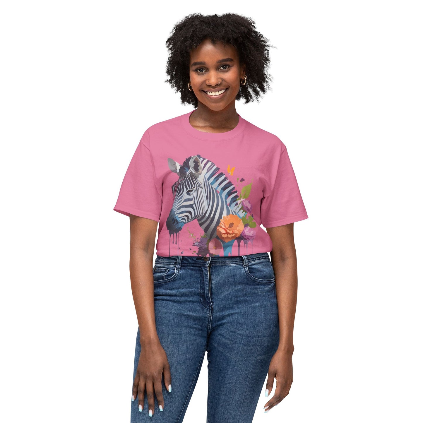 Unisex Zebra Art T Shirt With Full Color Print HD Cotton Tee Made In USA For Everyday Style